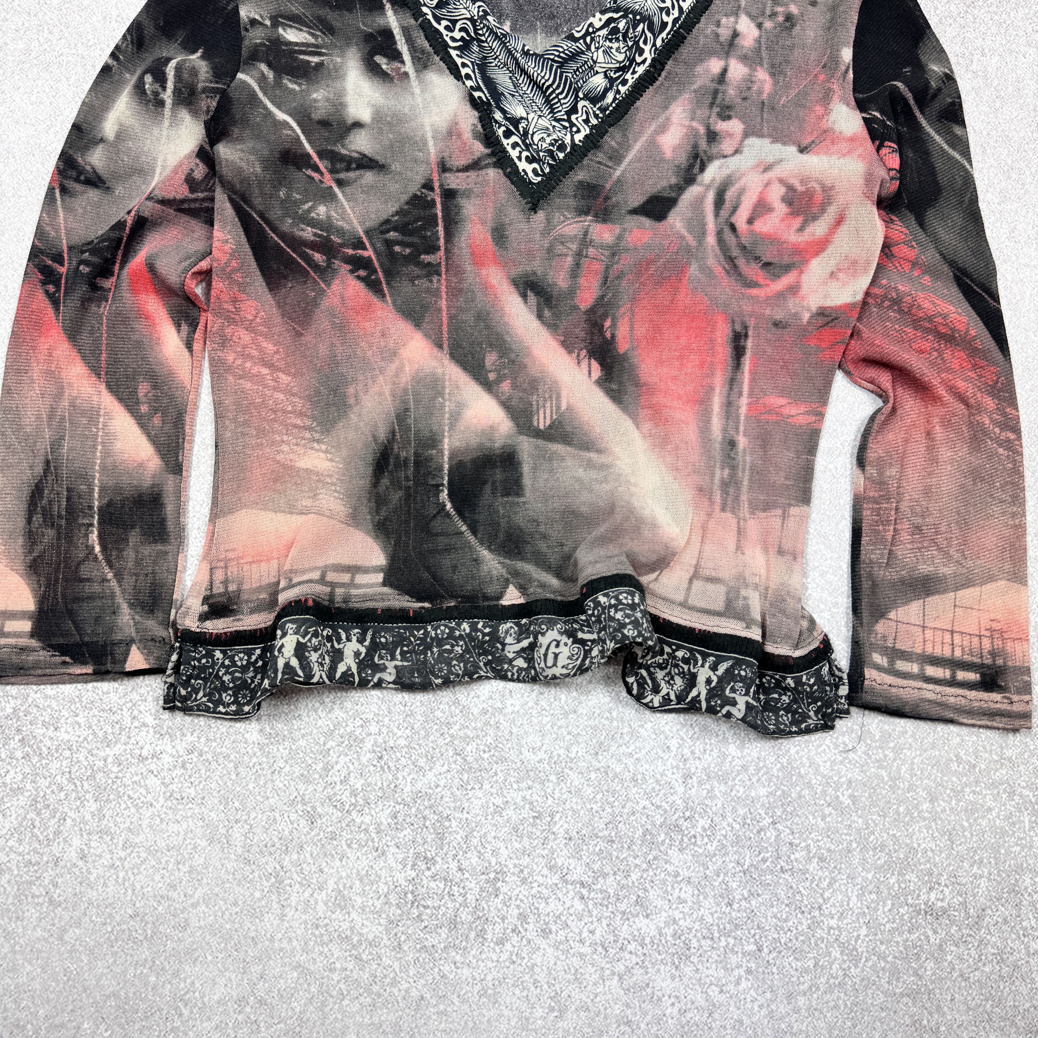 Jean Paul Gaultier × Vintage 90s JPG JEAN PAUL GAULTIER MAILLE MESH TOP WOMEN FACE SIZE L Size L / US 10 / IT 46 - 5 Thumbnail