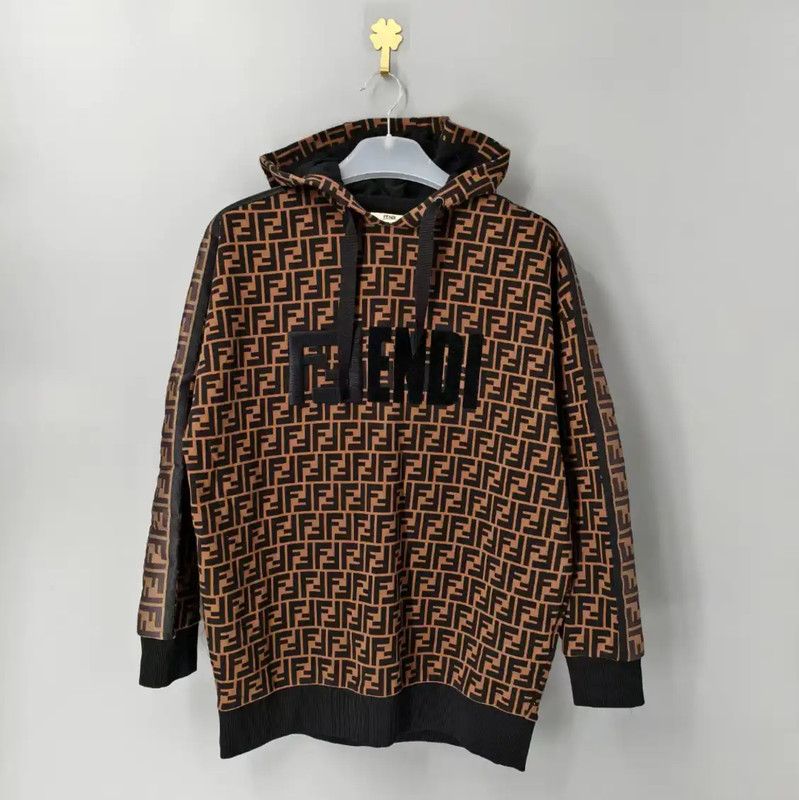 Fendi Brown Men's Hoodie with Logo 0089