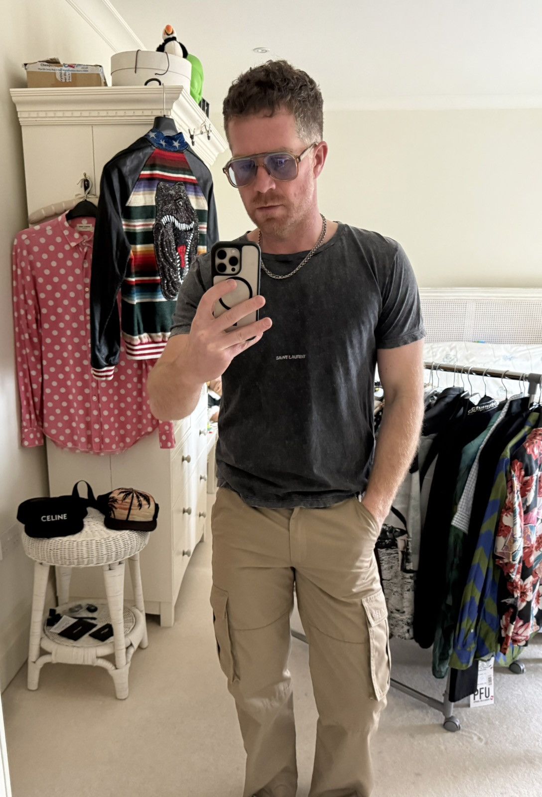 Saint Laurent Paris SS19 Saint Laurent Rive Gauche logo acid wash T shirt grail Size US S / EU 44-46 / 1 - 2 Thumbnail