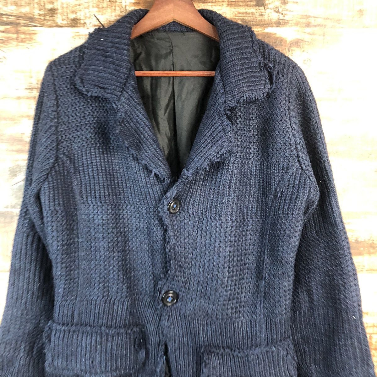 Vintage DL Japan Dark Blue ripped Cardigan Knitwear #C527 Size US M / EU 48-50 / 2 - 4 Thumbnail