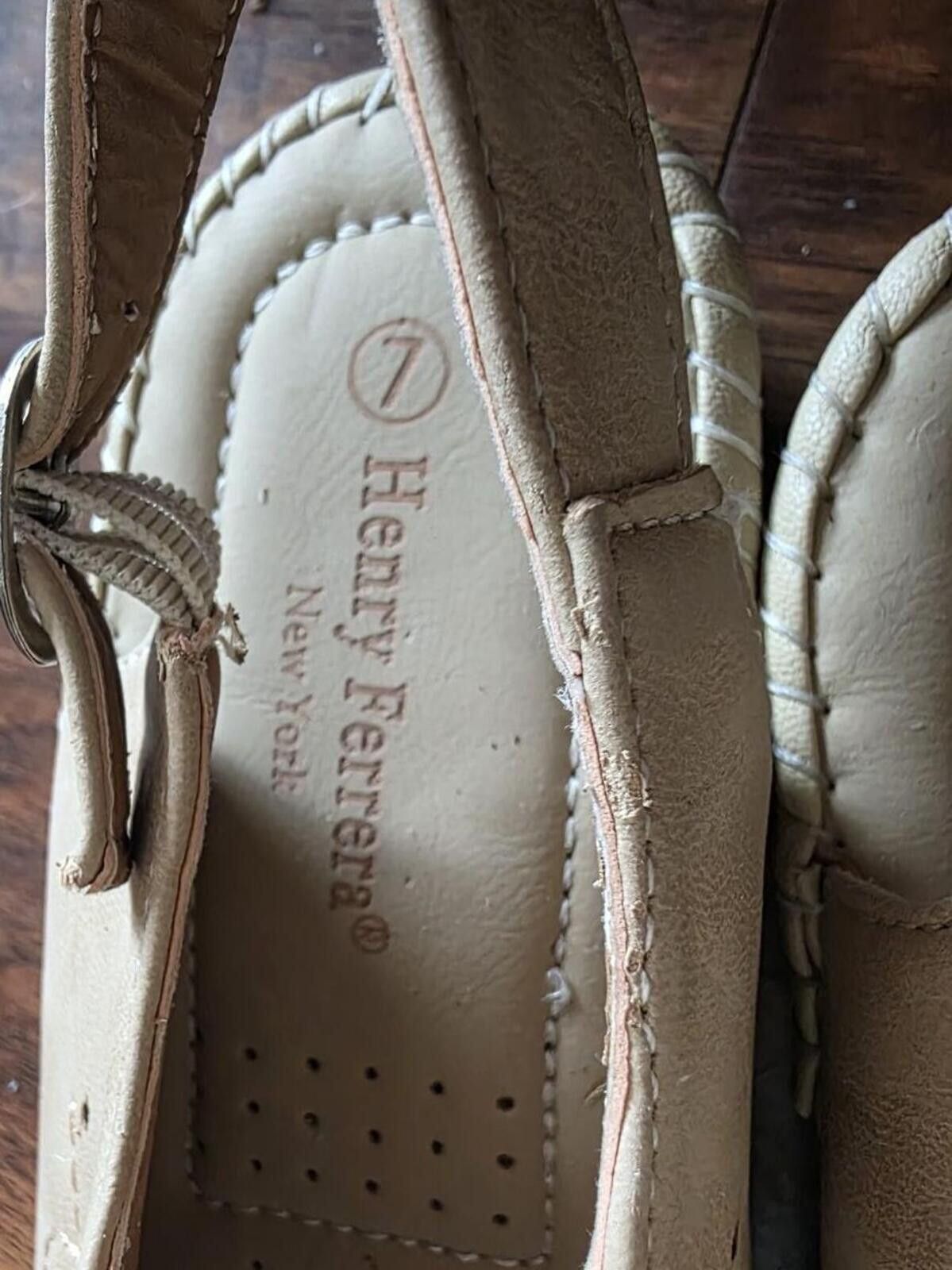 Other Henry Ferrera Beige Leather Comfort Slingback Sandals Size 7 Size US 7 / IT 37 - 8 Thumbnail