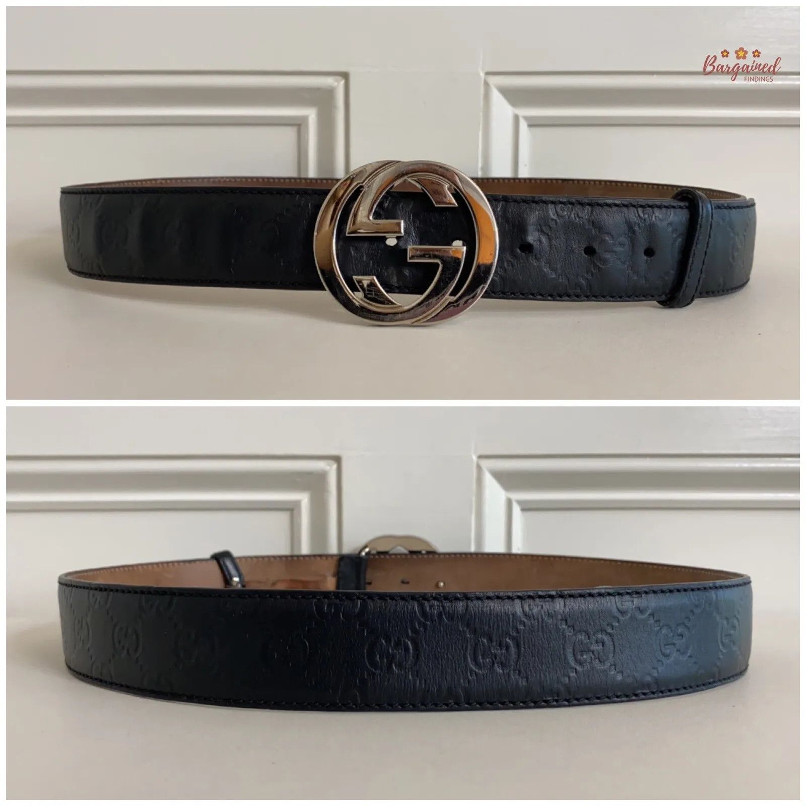 Gucci Gucci Guccissima Leather Silver Interlocking G Buckle Belt Size 34 - 8 Thumbnail
