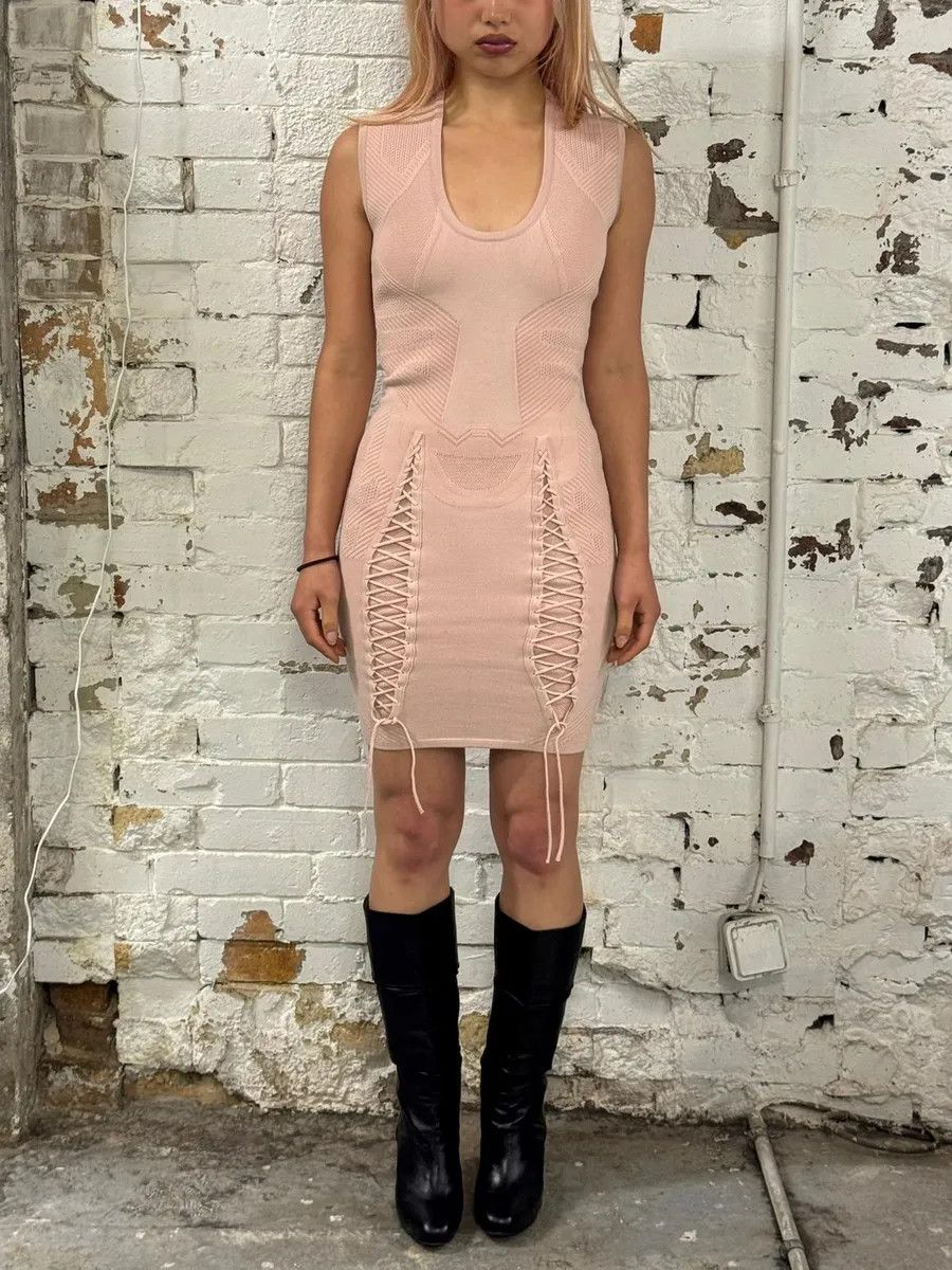 Dsquared2 SS2019 Dsquared2 Pink Knit Laced Dress Size S / US 4 / IT 40 - 1 Thumbnail