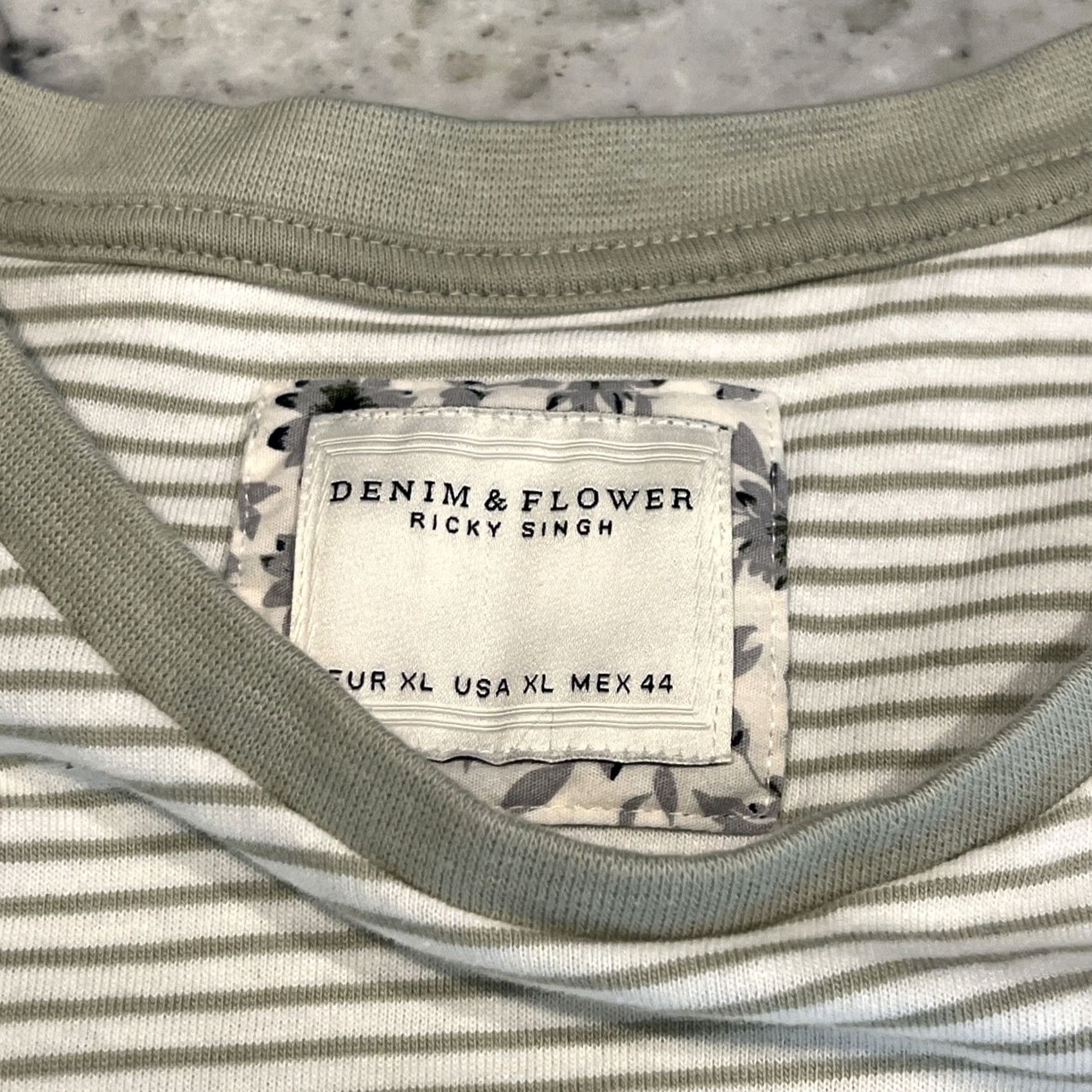 Denime Denim & Flower Ricky Singh T Shirt Men’s XL Green Short Sleeve Crew Neck Striped Boston Red Sox Bear Baseball Pattern Size US XL / EU 56 / 4 - 5 Thumbnail