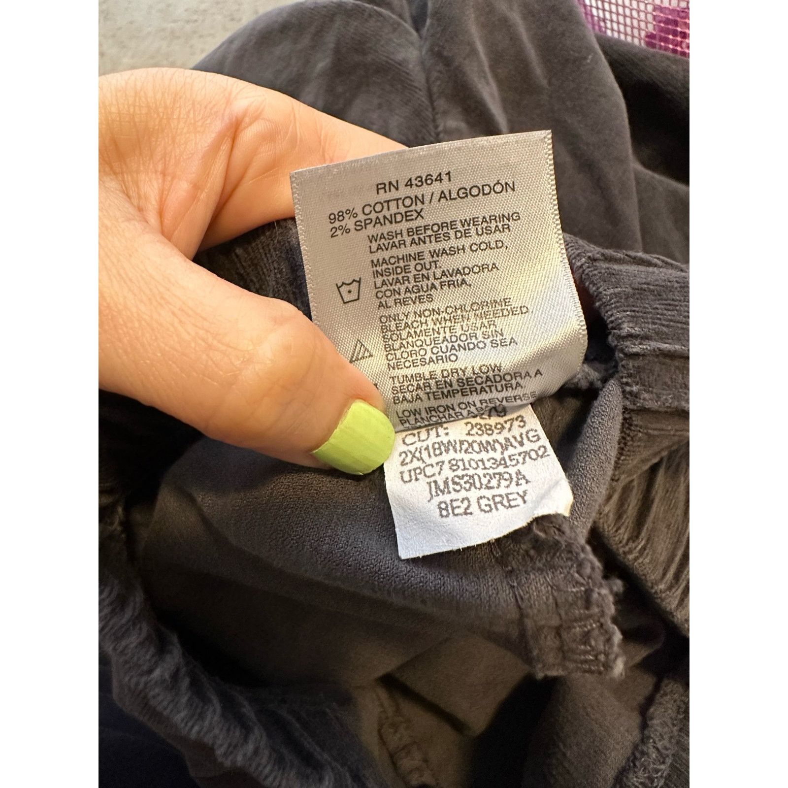 Hanes JMS by Hanes gray corduroy pull on stretch pants size 2X Size 40" / US 18 - 4 Thumbnail