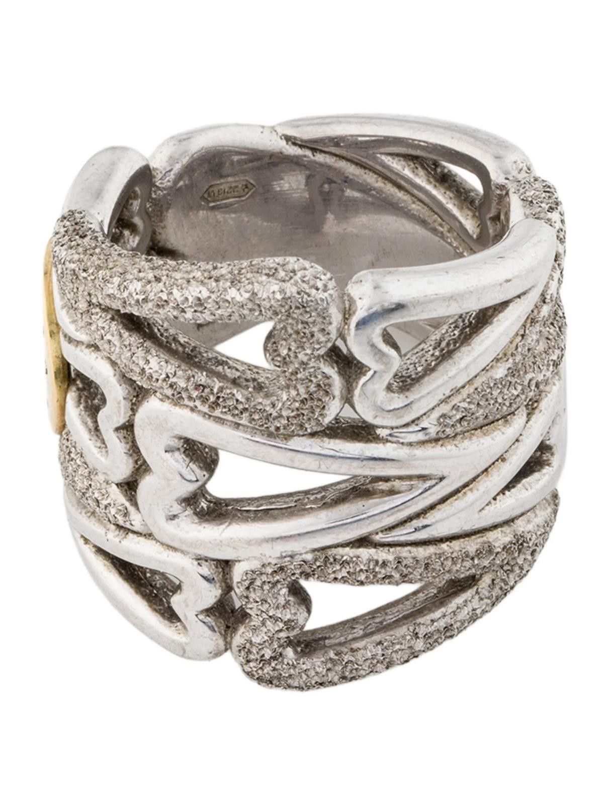 Other Pianegonda Two-Tone Heart Chunky Band Size: 7.75 Size ONE SIZE - 2 Thumbnail