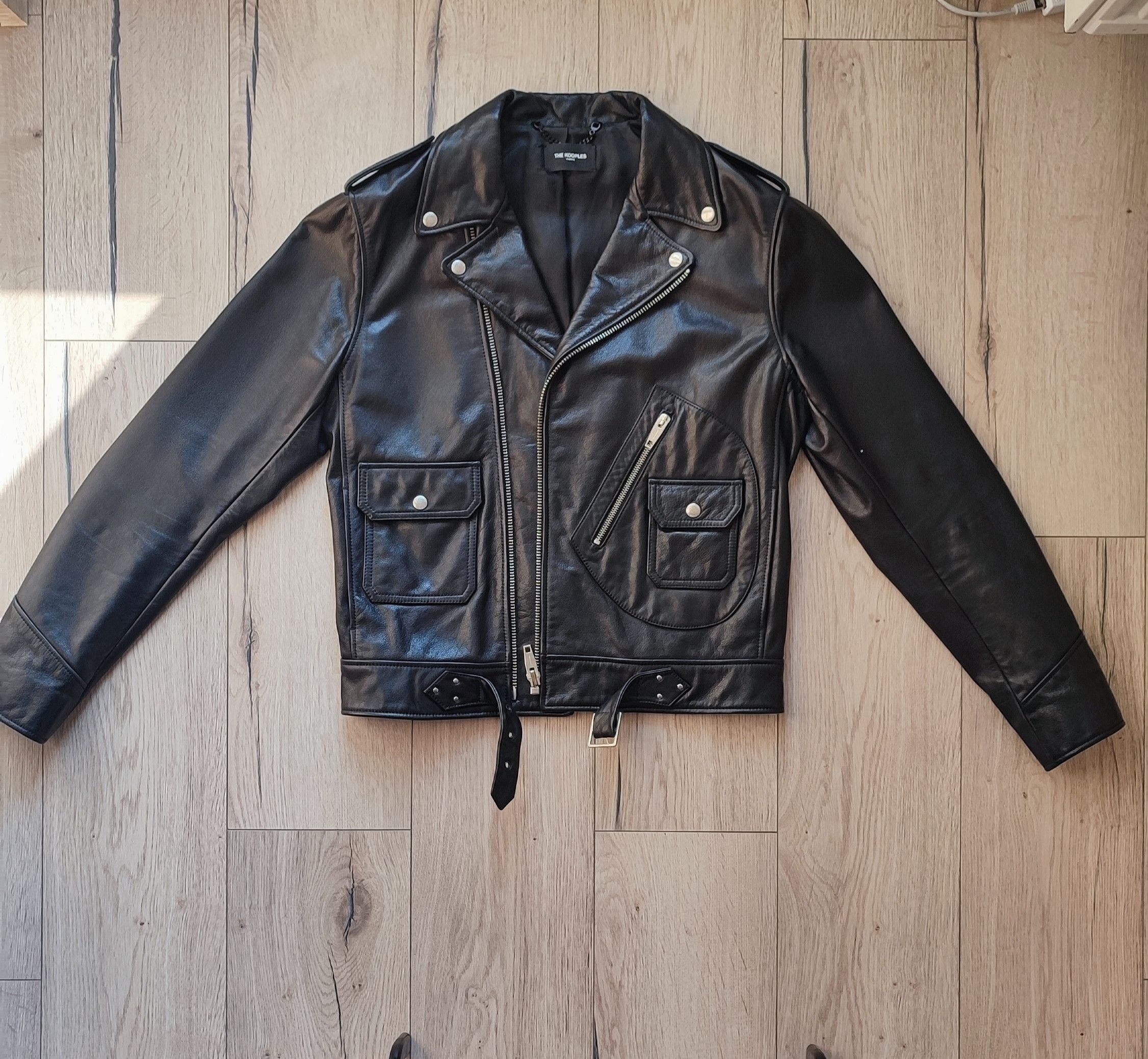 image of The Kooples Leather Biker Jacket in Black, Men's (Size Small)