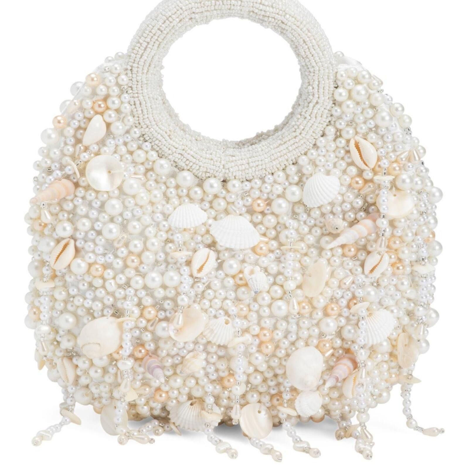 Marsell TikTok Viral Cream Pearl and Shell Seashell Beaded Bag Size ONE SIZE - 2 Thumbnail