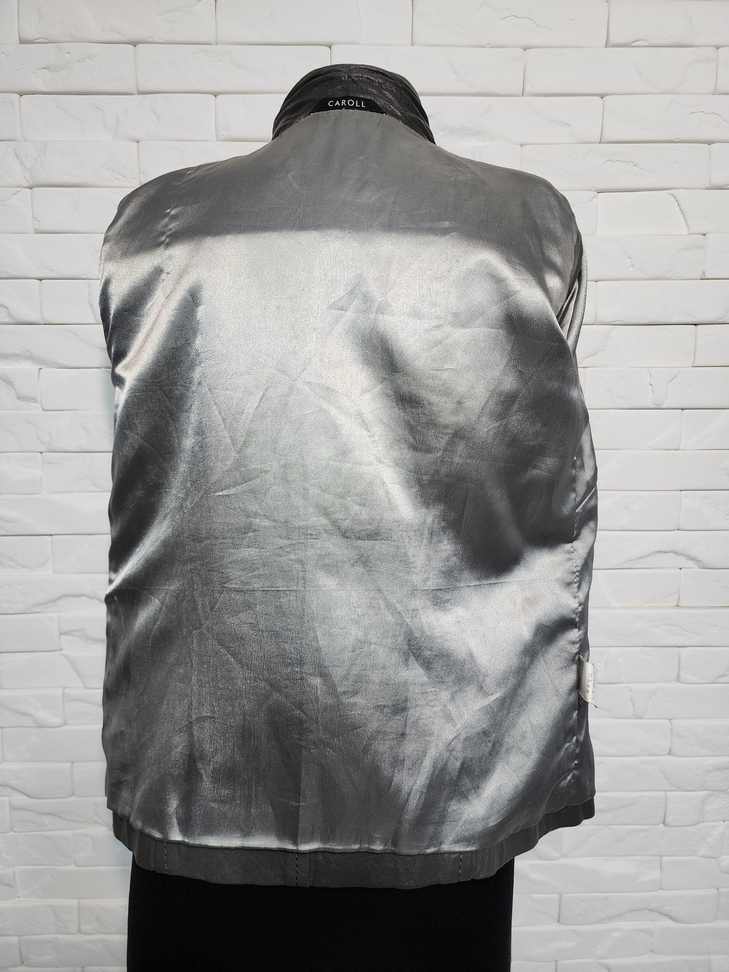 Genuine Leather Gray Leather Jacket: Women's Business Style, Metal Buttons Size L / US 10 / IT 46 - 8 Thumbnail