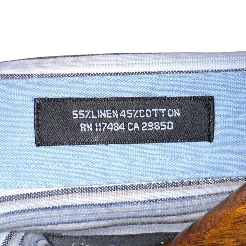 Guy Laroche Guy Laroche Gray Striped Linen Button Up Shirt XL Size US XL / EU 56 / 4 - 3 Thumbnail