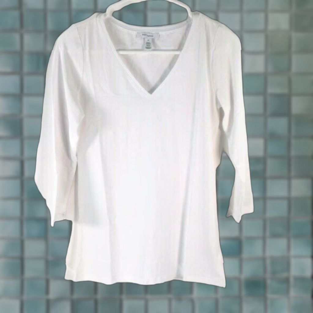 Vintage DAILY RITUAL Womens Tunic T-Shirt V Neck Solid White Size Medium Casual Size M / US 6-8 / IT 42-44 - 1 Thumbnail