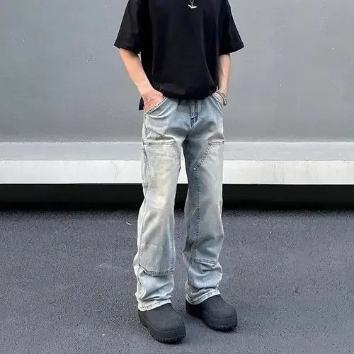 Jean Street cargo loose washed jeans trousers 90’s y2k Size US 34 / EU 50 - 3 Thumbnail