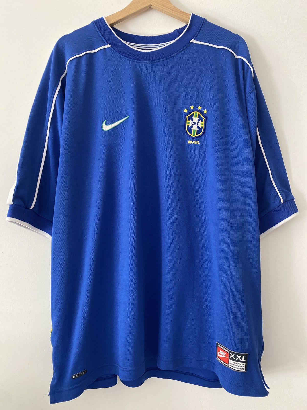 image of Nike x Soccer Jersey 90's Brasil Away Jersey / Ronaldo in Blue, Men's (Size 2XL)