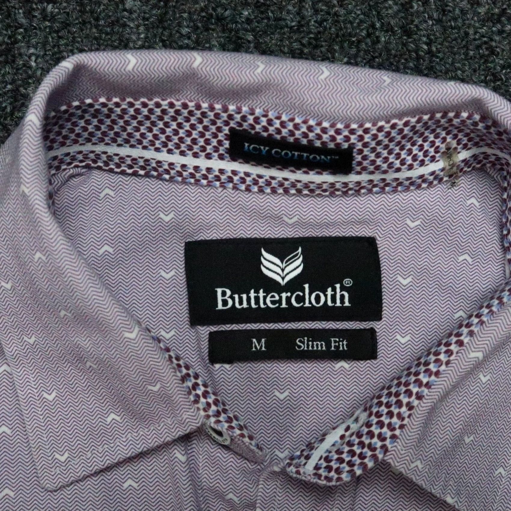 Vintage Buttercloth Shirt Mens Medium Purple Slim Fit Icy Cotton Long Sleeve Chevron Size US M / EU 48-50 / 2 - 3 Thumbnail