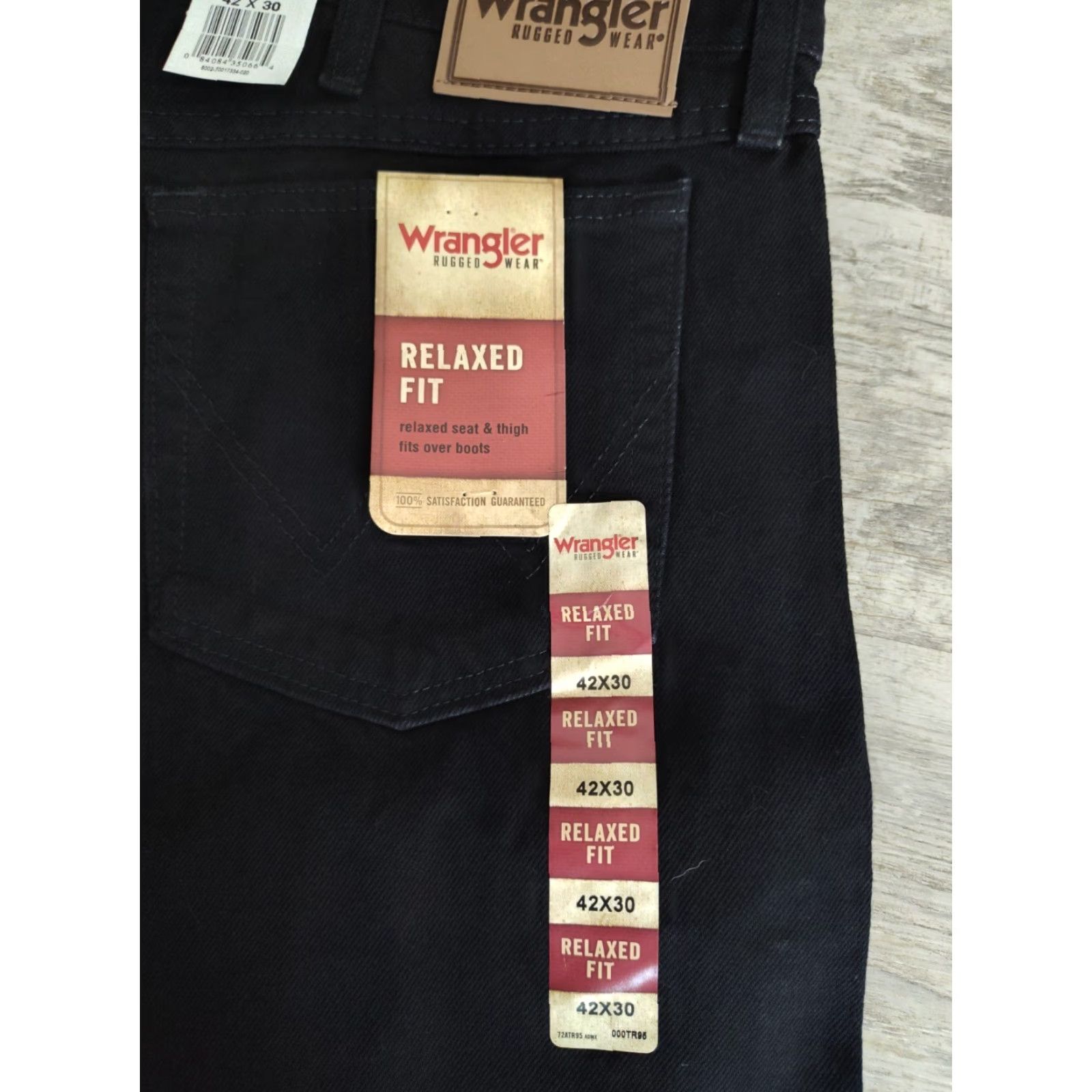 Wrangler VINTAGE Wrangler Men's Jeans 42x30 Black Cotton Straight Fit Western Wear Americana Style Size US 42 / EU 58 - 4 Thumbnail