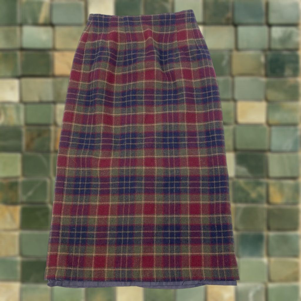 Vintage VINTAGE Savannah Dark Academia Wool Blend Plaid Pencil Skirt Size 6 Size 28" / US 6 / IT 42 - 1 Thumbnail