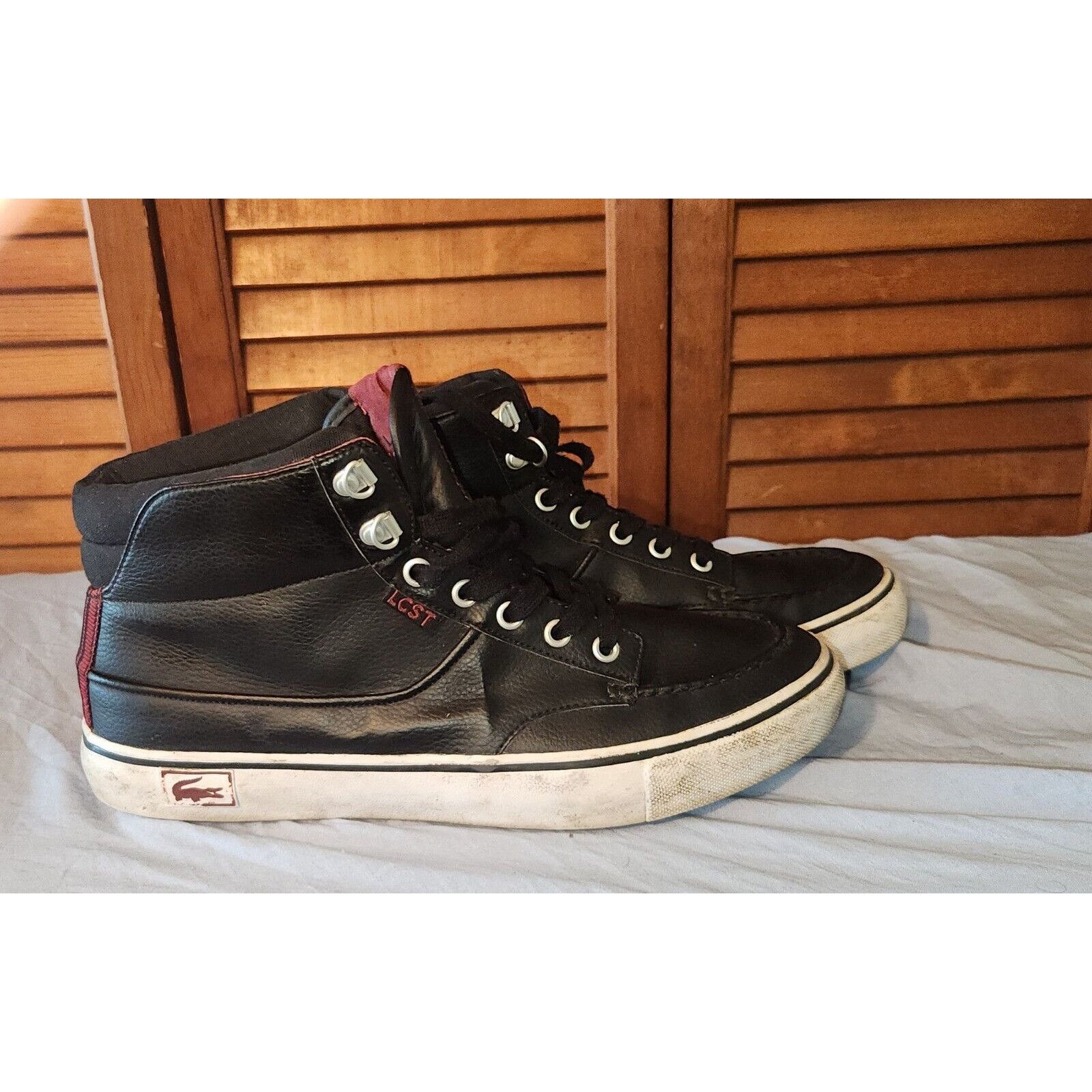 Lacoste Lacoste Hi Top Sneakers Ltd Ed 2013 Black Leather Autovault Size US 9 / EU 42 - 3 Thumbnail