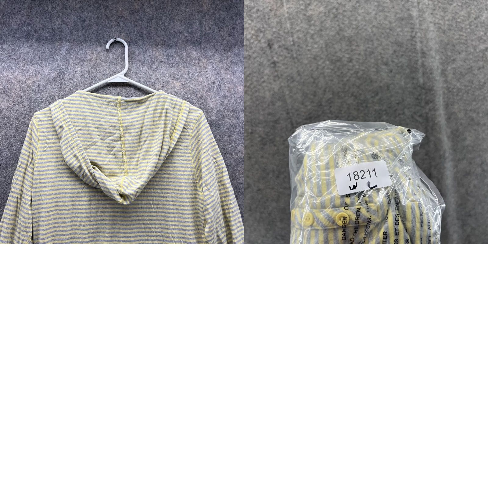 Calvin Klein Calvin Klein Sweater Women Large Pullover Hooded Striped Yellow Gray Fleece Cotton Logo Long Sleeve Size L / US 10 / IT 46 - 9 Thumbnail