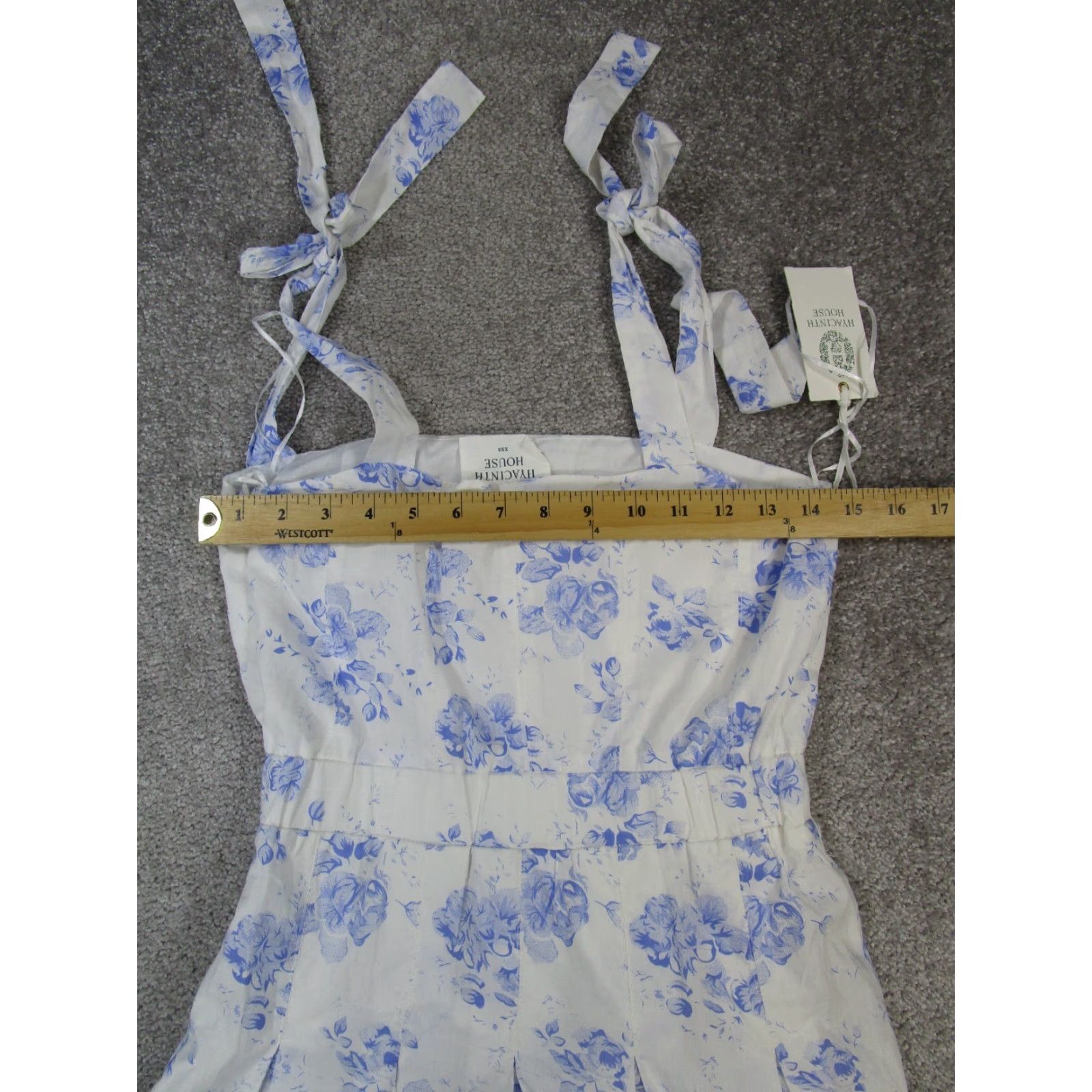 Vintage Hyacinth House Dress Womens Xxs White Blie Floral Cotton Blouson Size XXS / US 00 / IT 34 - 6 Thumbnail