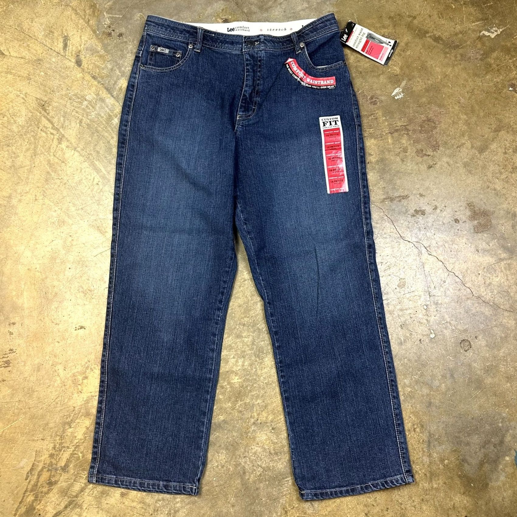 Lee Lee Womens Blue Denim Straight Leg Stretch Jeans 16P Comfort Waistband 32x28 Size 38" / US 16 / IT 52 - 3 Thumbnail