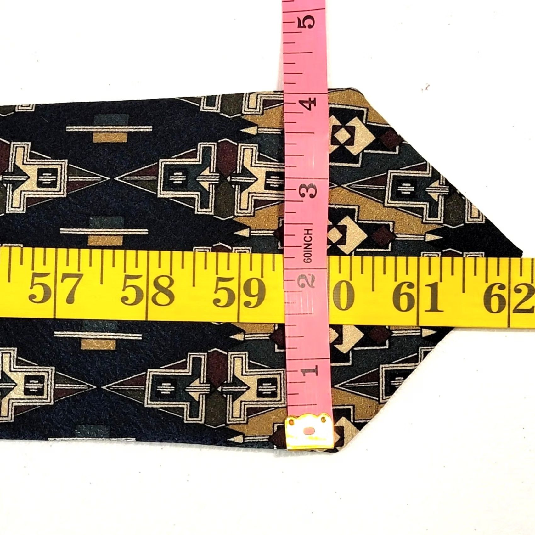 Vintage VINTAGE Arnold Palmer Silk Geometric Mens Necktie Tie 62 Inches Aztec Western Theme Blue Geometric Mens Tie Size ONE SIZE - 7 Thumbnail