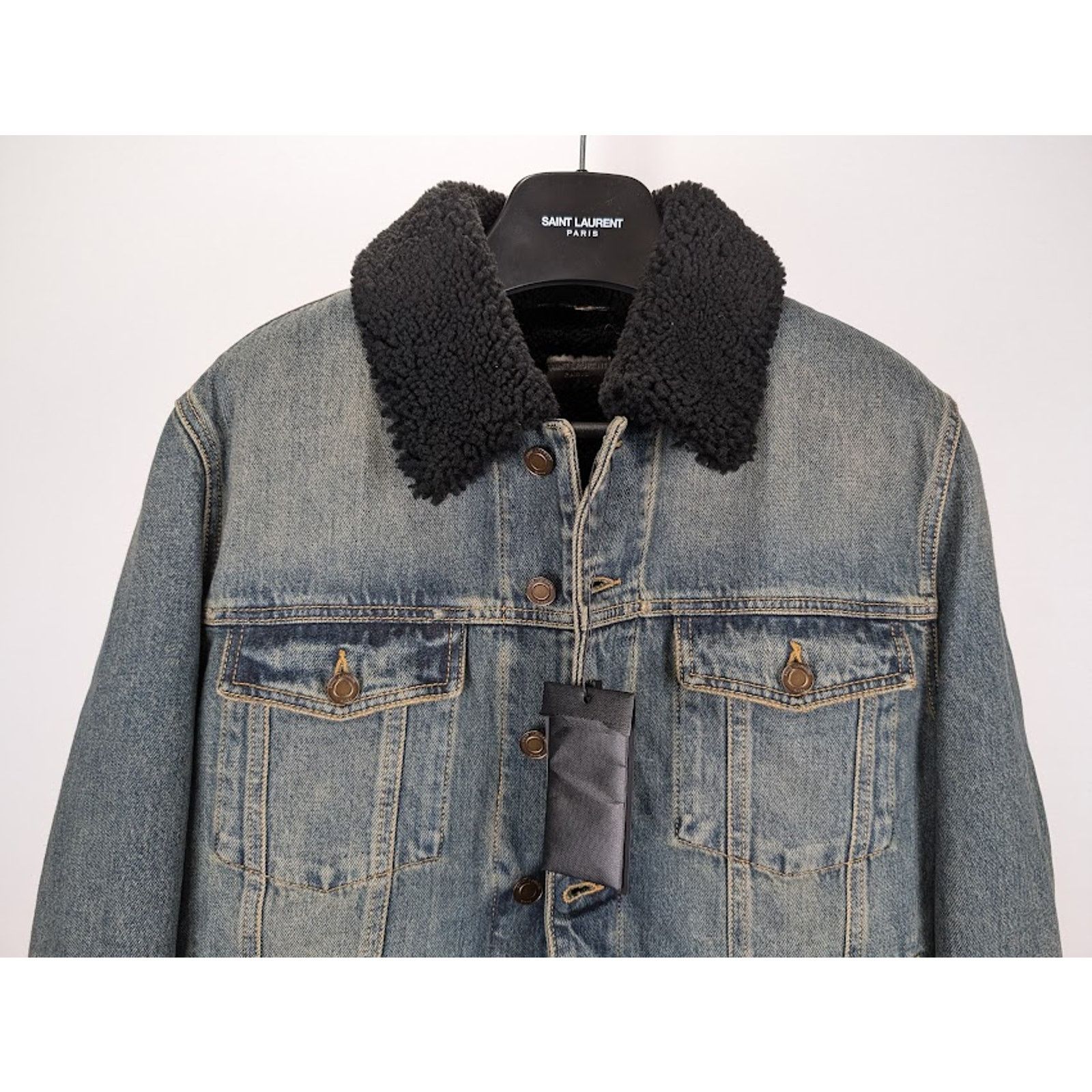 Saint Laurent Paris o1rshd1 Shearling Denim Jacket in Light Blue Size US XXL / EU 58 / 5 - 11 Thumbnail