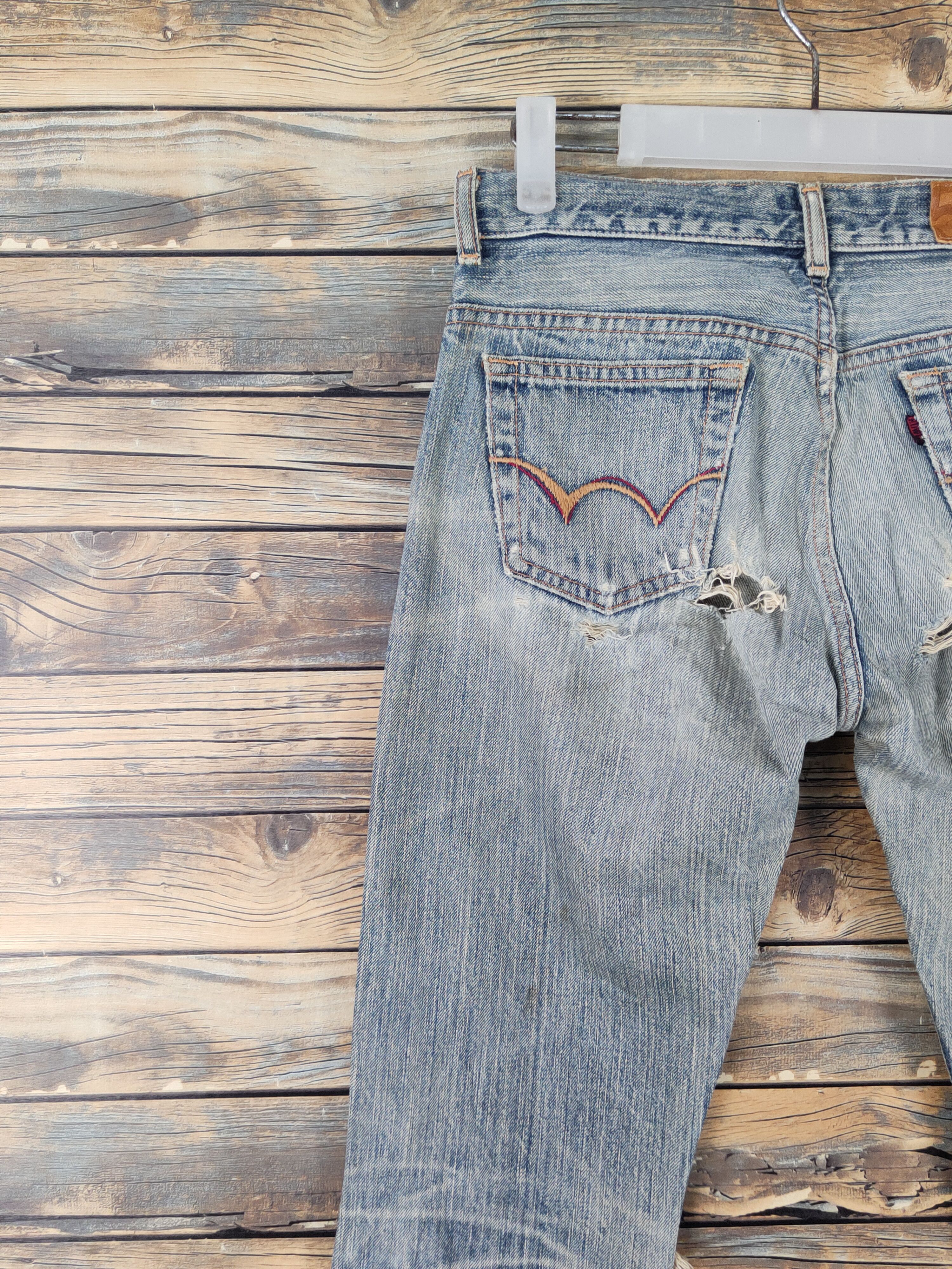 Edwin Edwin 503 Blue Distressed Ripped denim Jeans #W1969 Size 29" - 8 Thumbnail