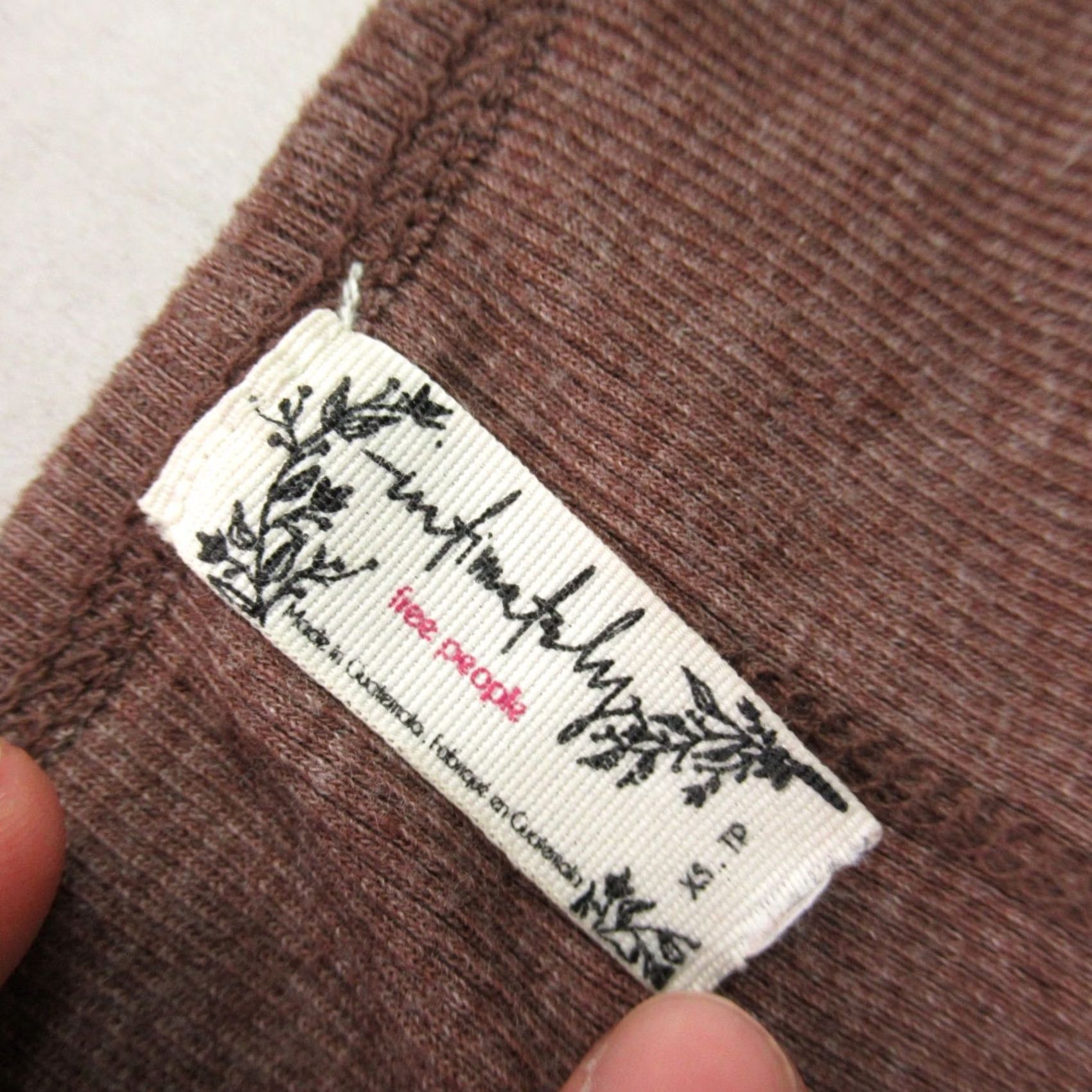 Free People Free People Shirt Womens XS Sleeveless Crew Neck Brown Pullover Lightweight Regular Cotton Blend Tank Top Size XS / US 0-2 / IT 36-38 - 3 Thumbnail