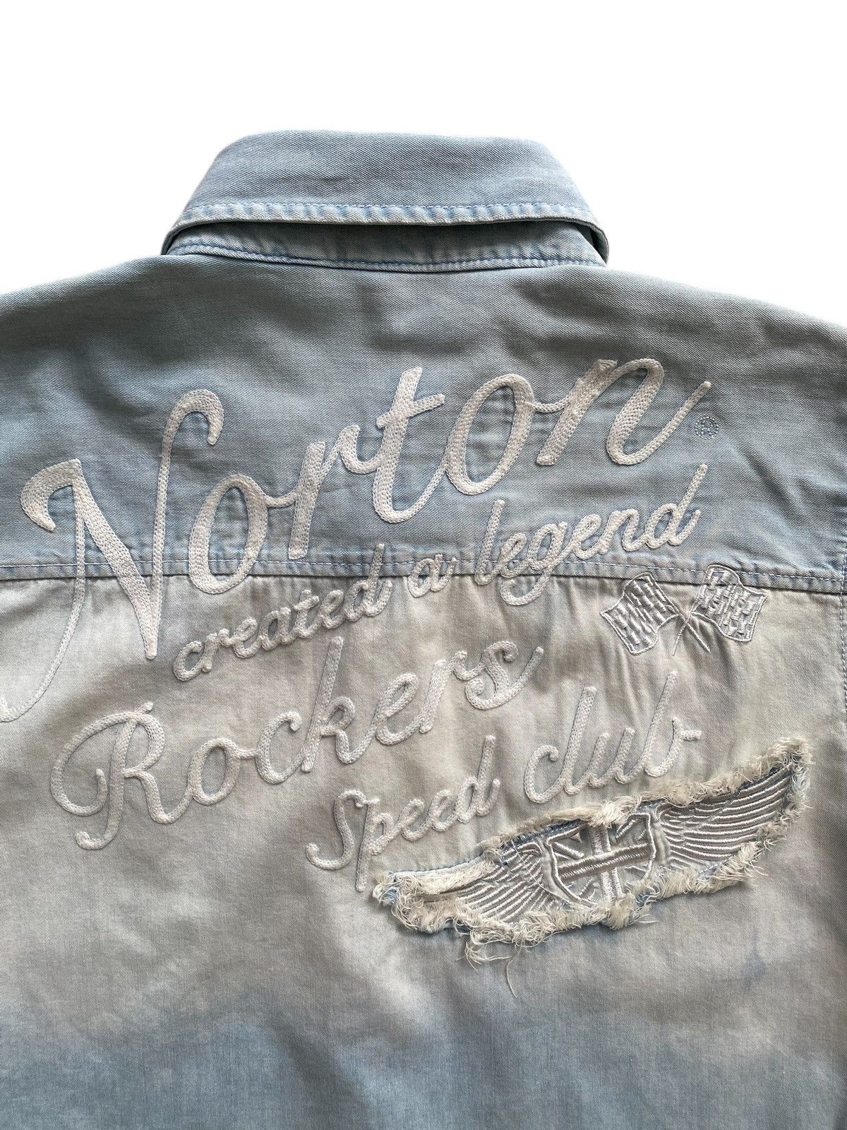 Hysteric Glamour × Japanese Brand Vintage Biker NORTON Pachwork DENIM BUTTON rare design Size US XL / EU 56 / 4 - 5 Thumbnail