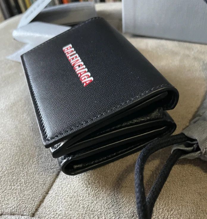 Balenciaga Balenciaga DOUBLE LOGO PRINT LEATHER MINI WALLET Black Size ONE SIZE - 8 Thumbnail