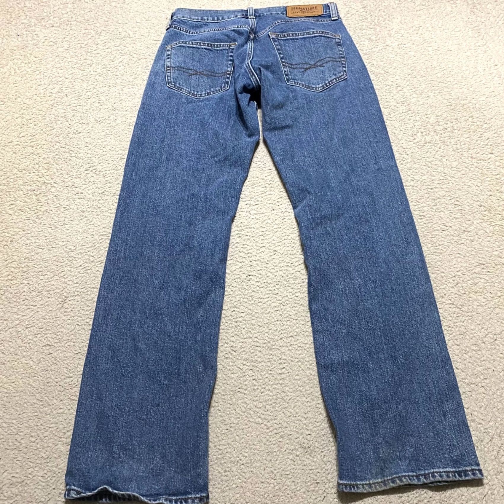 Levi's Levi's Signature Jeans Blue 28x30 Denim Medium Wash Relaxed Straight Mens Regular Adults 5-Pocket Logo Pants Platform? Size US 28 / EU 44 - 2 Thumbnail