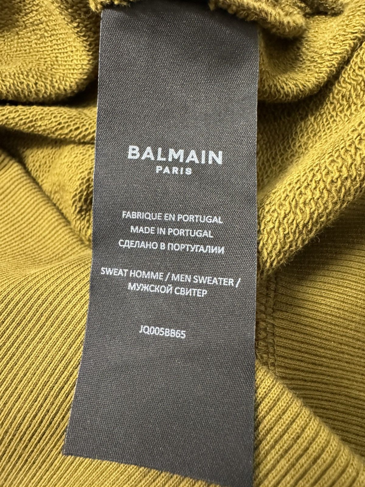 Balmain 95New Paris Logo Crew Sweatshirt - Khaki, XL Size US XL / EU 56 / 4 - 6 Thumbnail