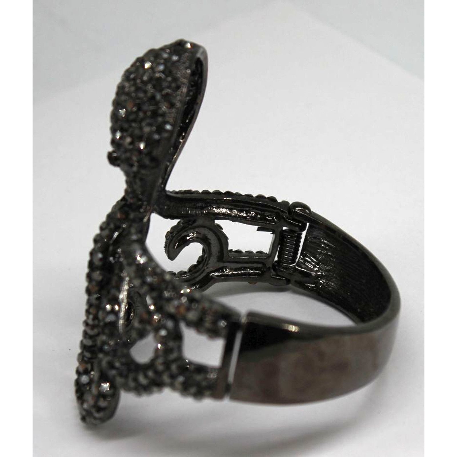 Other Vintage Black Rhinestone Metal Octopus Bracelet 7" Wrist Size ONE SIZE - 2 Thumbnail