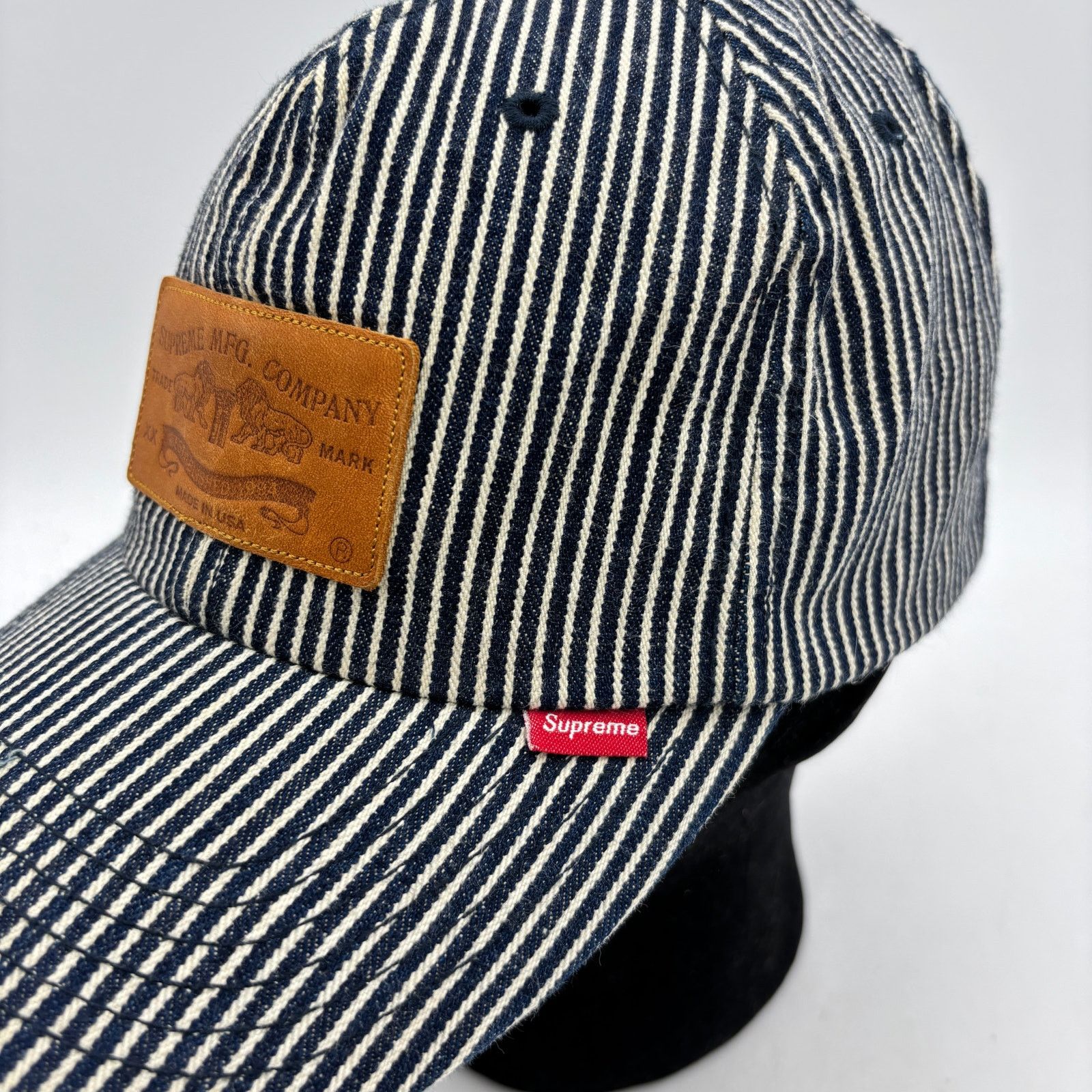 Supreme Supreme FW09 Striped Denim Levi's MFG Patch Hat Snapback Size ONE SIZE - 6 Thumbnail