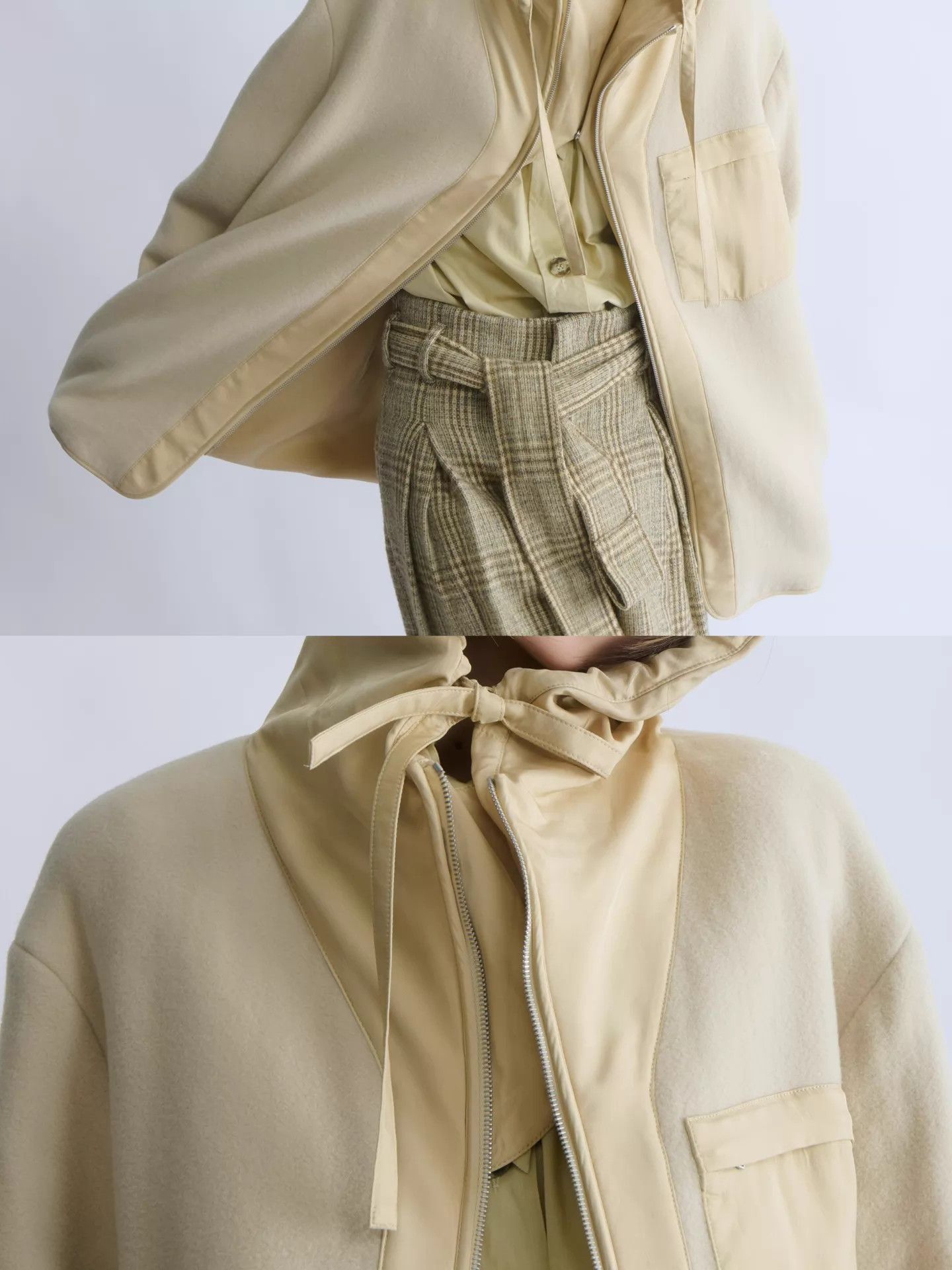 Jil Sander JIL SANDER+ Men’s Beige Double Face Wool Hooded Jacket Size US M / EU 48-50 / 2 - 5 Thumbnail