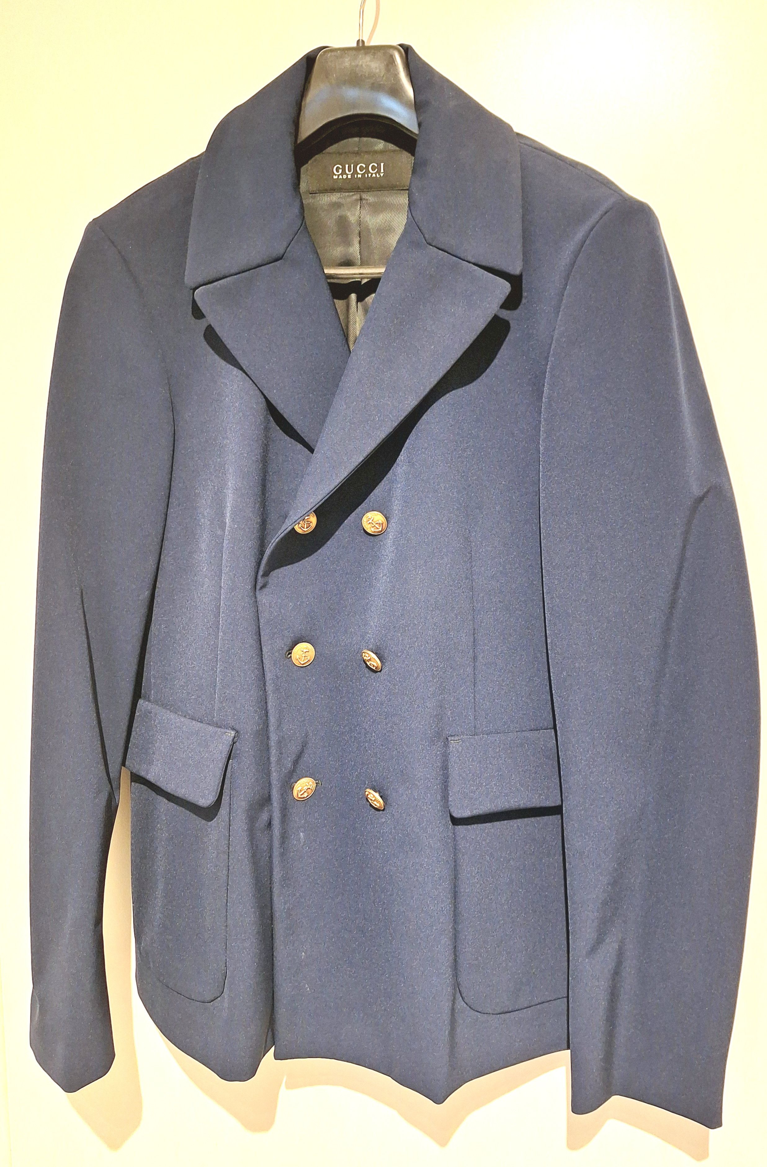 image of Gucci Men Jacket Viscose Peacock Shiny Blue (Size Medium)