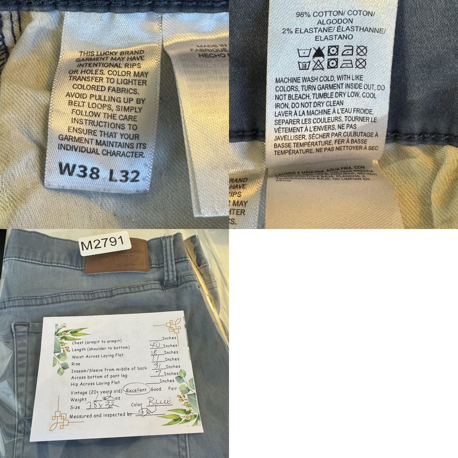 Lucky Brand Lucky Brand Jeans Mens 38 Blue 36x31 Light Slim Straight Stretch Denim Casual Size US 38 / EU 54 - 8 Thumbnail