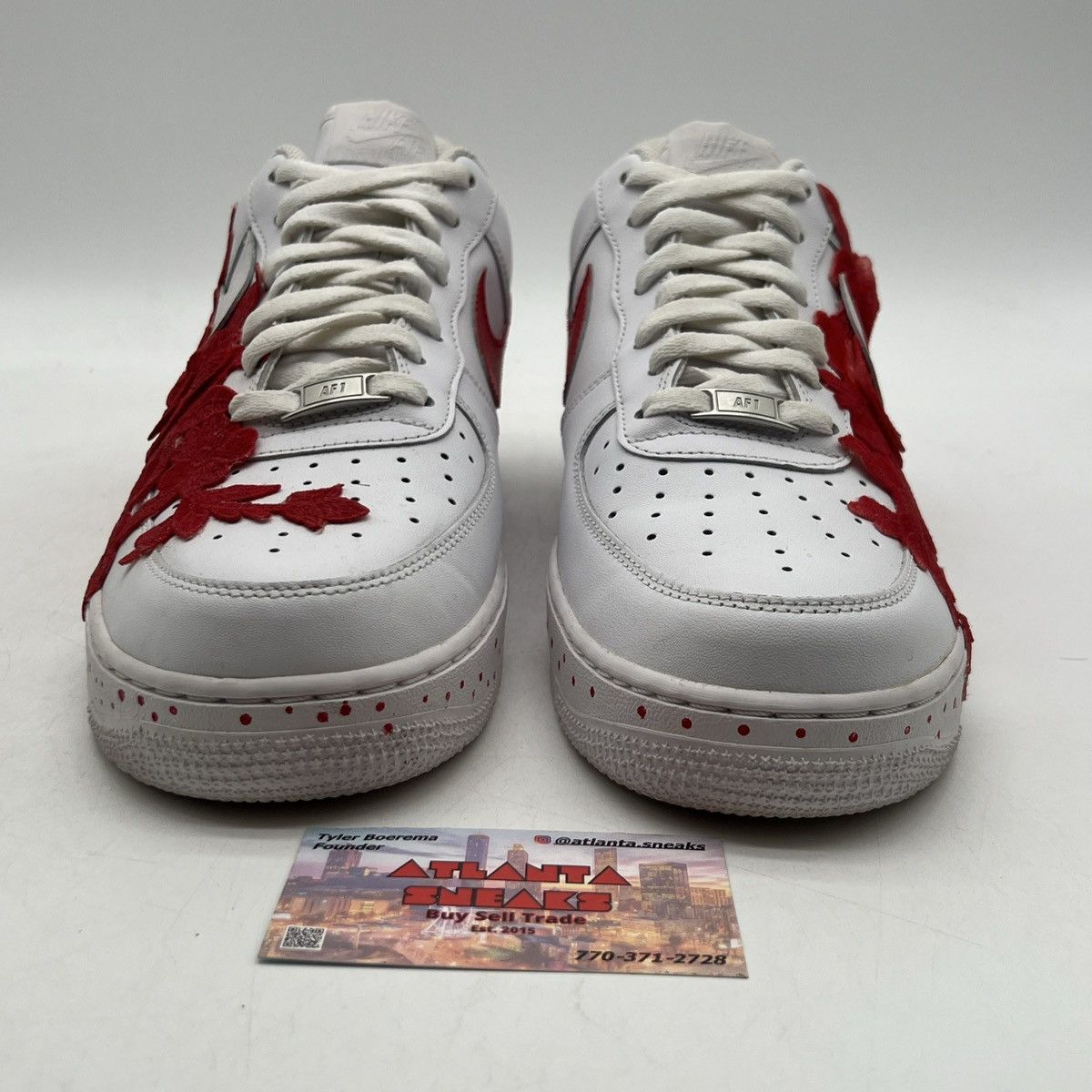 Nike Air Force 1 low triple white custom Size US 12 / EU 45 - 2 Thumbnail