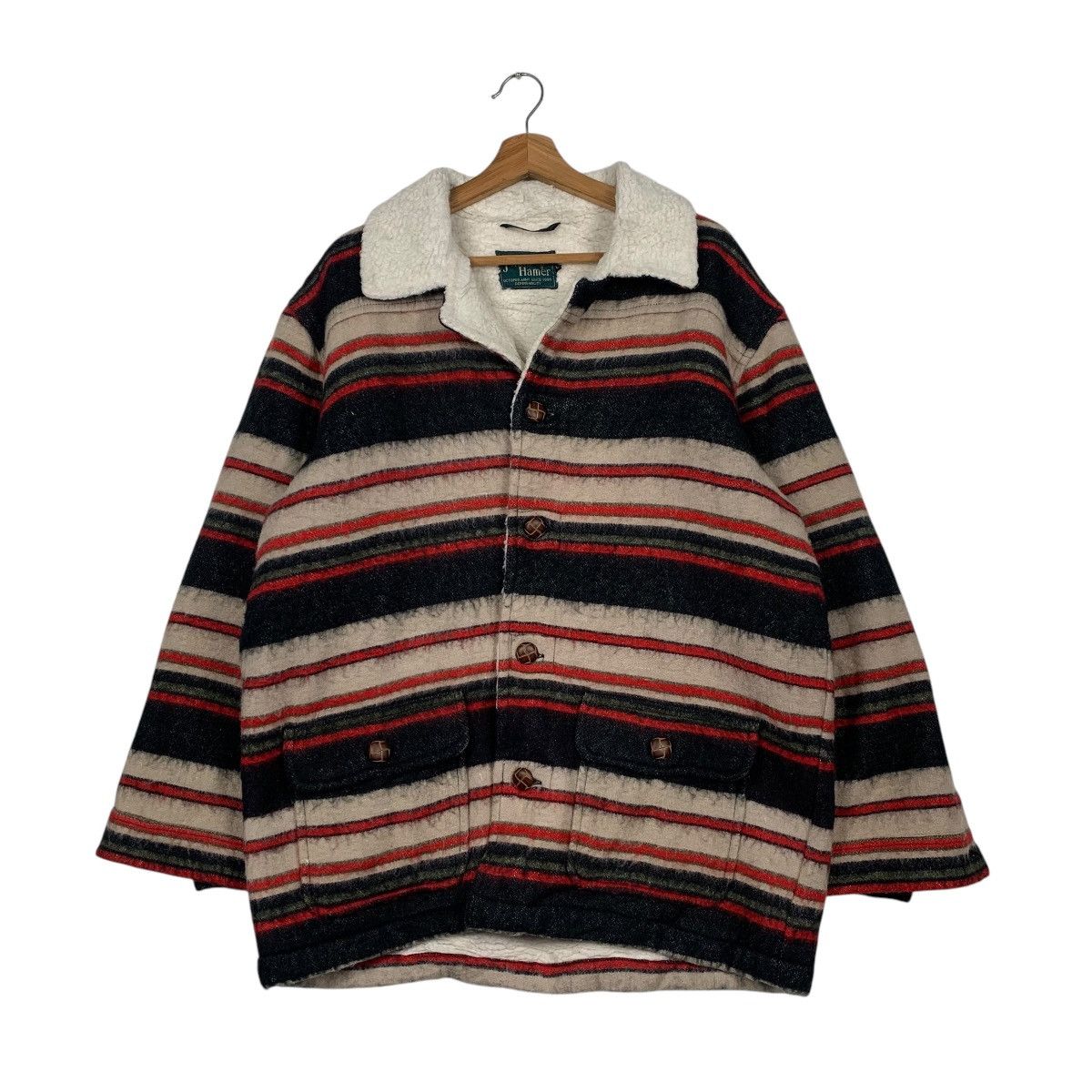 Japanese Brand Johns Hamer Octopus Army Stripe Wool Jacket Size US L / EU 52-54 / 3 - 1 Thumbnail