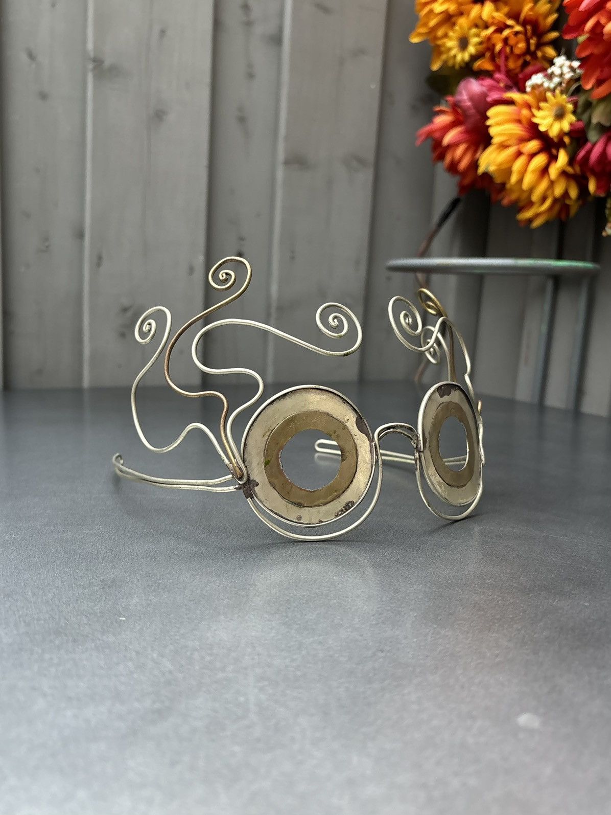 Vintage Vintage Handmade Metal Headpiece Steampunk Costume Chrome OS Size ONE SIZE - 15 Thumbnail