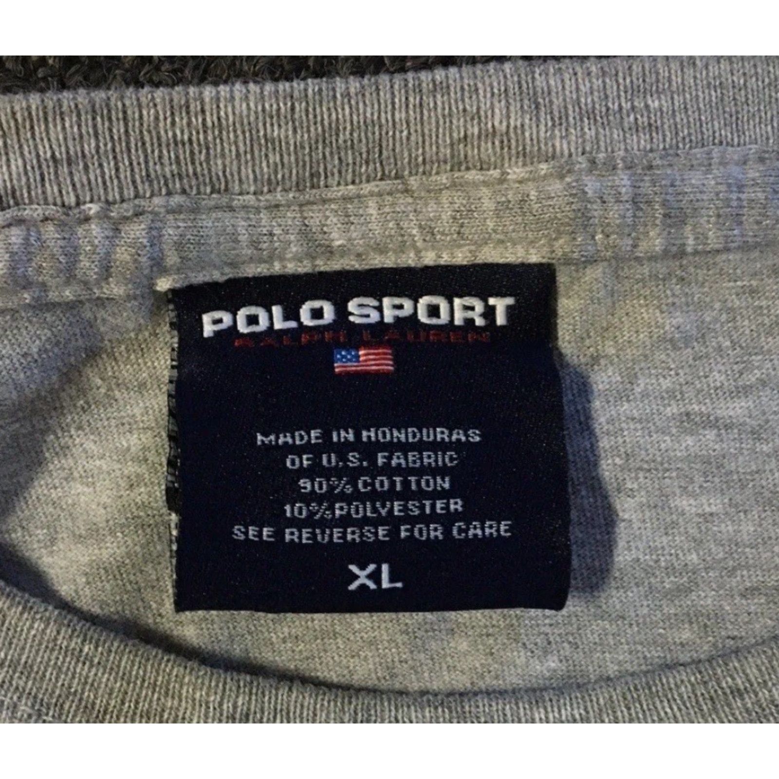 Polo Ralph Lauren VINTAGE Polo Ralph Lauren Spellout Shirt XL Gray Short Sleeve Polo Sport Stadium 92 Hip Hop 90s USA Mens Shirt Size US XL / EU 56 / 4 - 7 Thumbnail