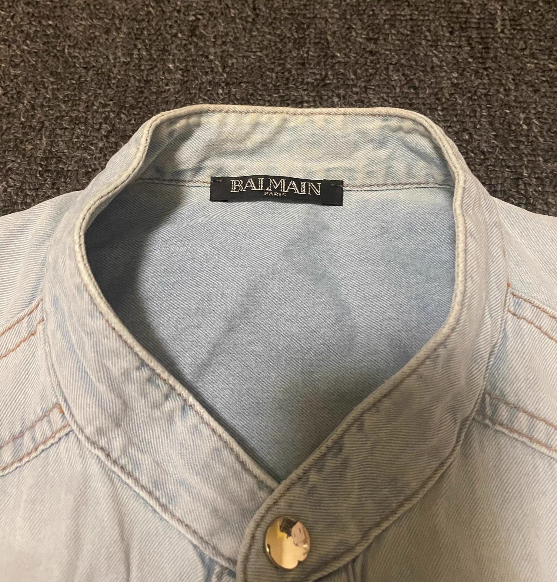 Balmain Balmain washed denim shirt Q4 Size US L / EU 52-54 / 3 - 3 Thumbnail