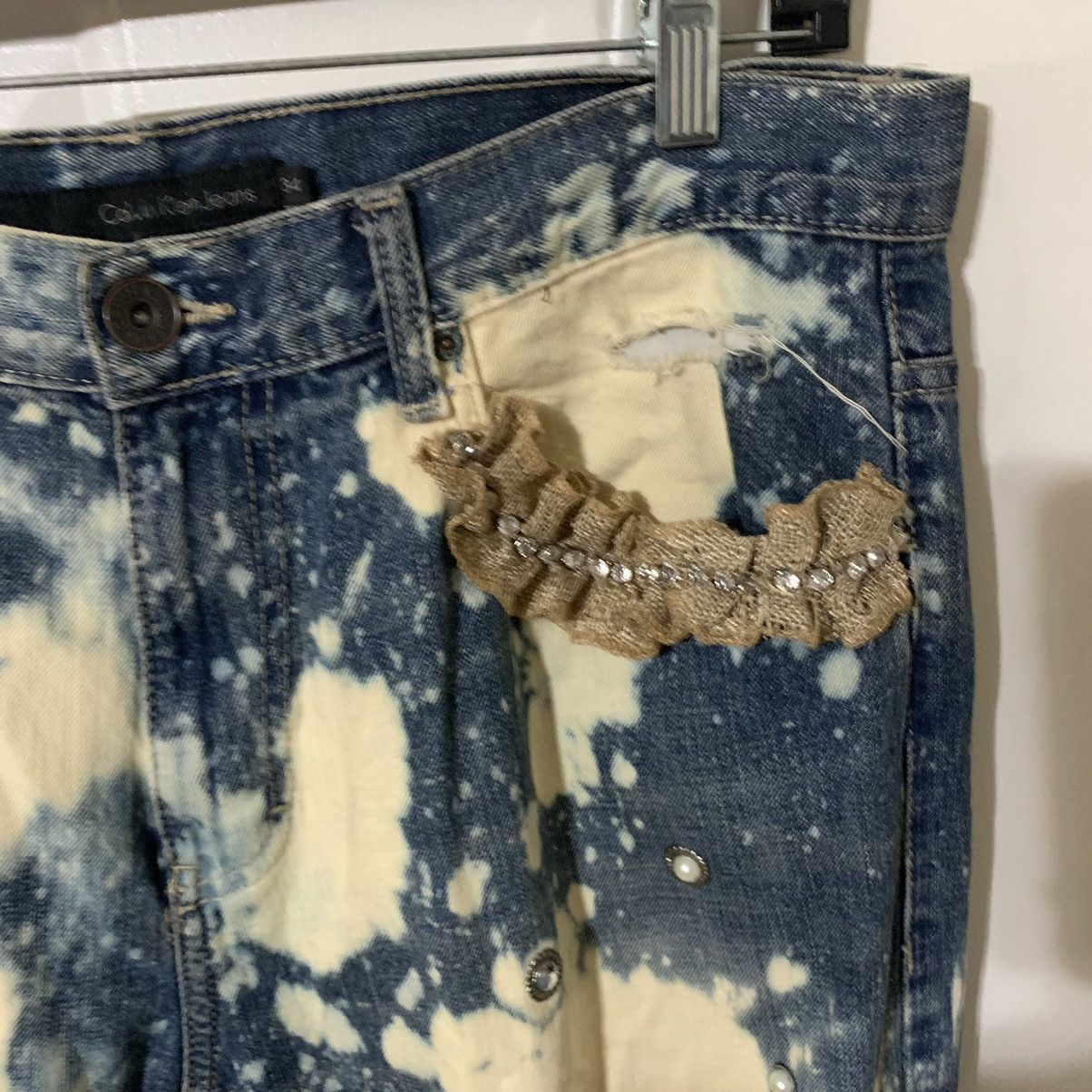 Calvin Klein Bleached Distressed torn relaxed straight leg jeans Size US 36 / EU 52 - 5 Thumbnail