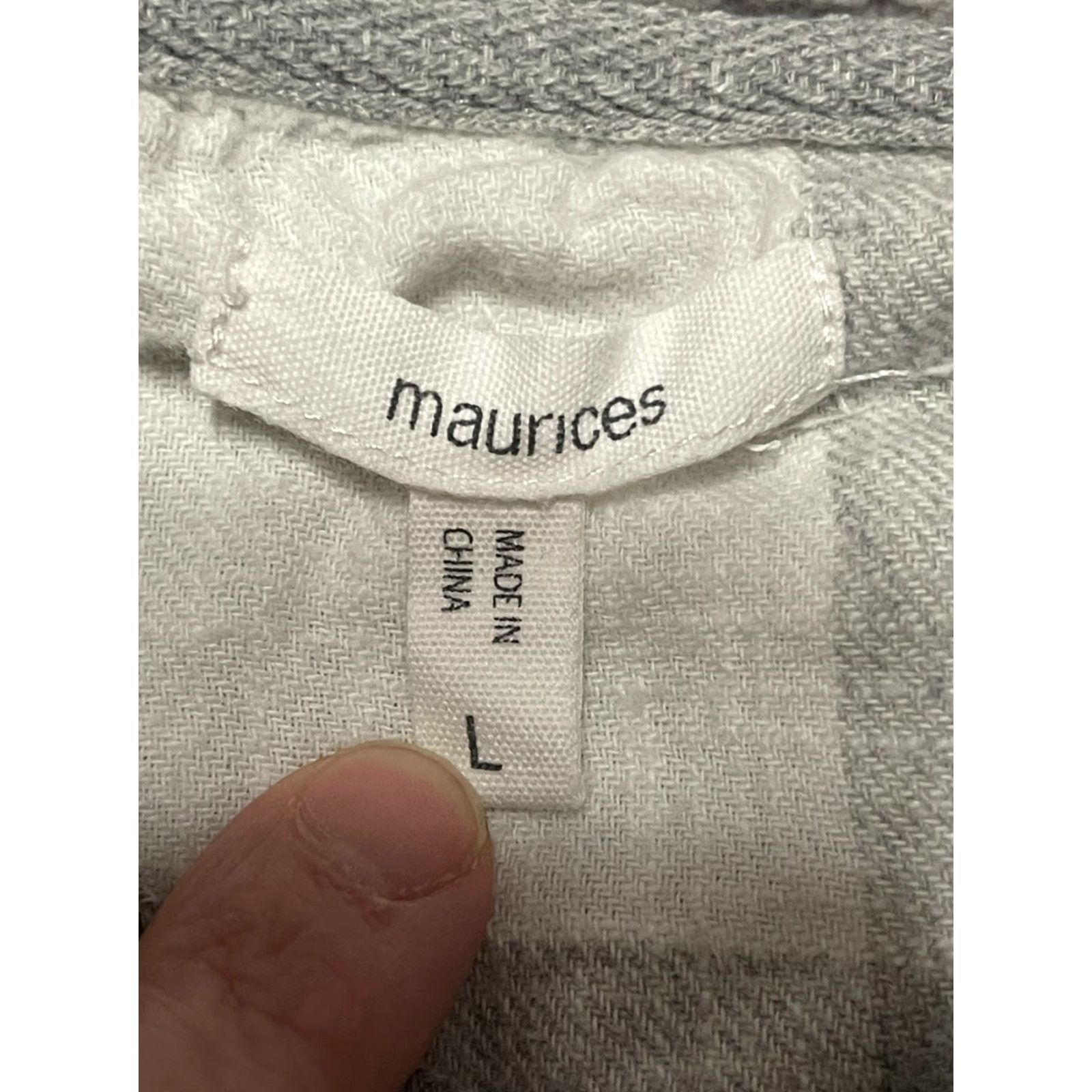 Vintage Maurices Hoodie Women's Large Gray White Plaid Button Up Long Sleeve Casual Fall Spring Summer Modern Adults Womens Size L / US 10 / IT 46 - 5 Thumbnail