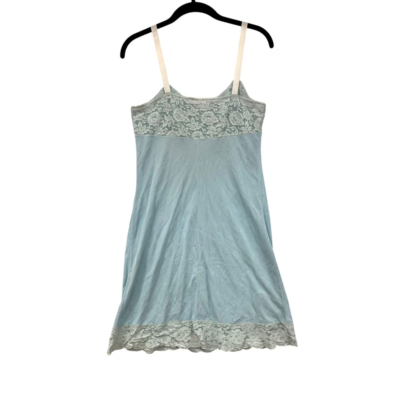Vintage VINTAGE Blue Lace Trimmed Slip Dress Womens M/L Size M / US 6-8 / IT 42-44 - 2 Thumbnail