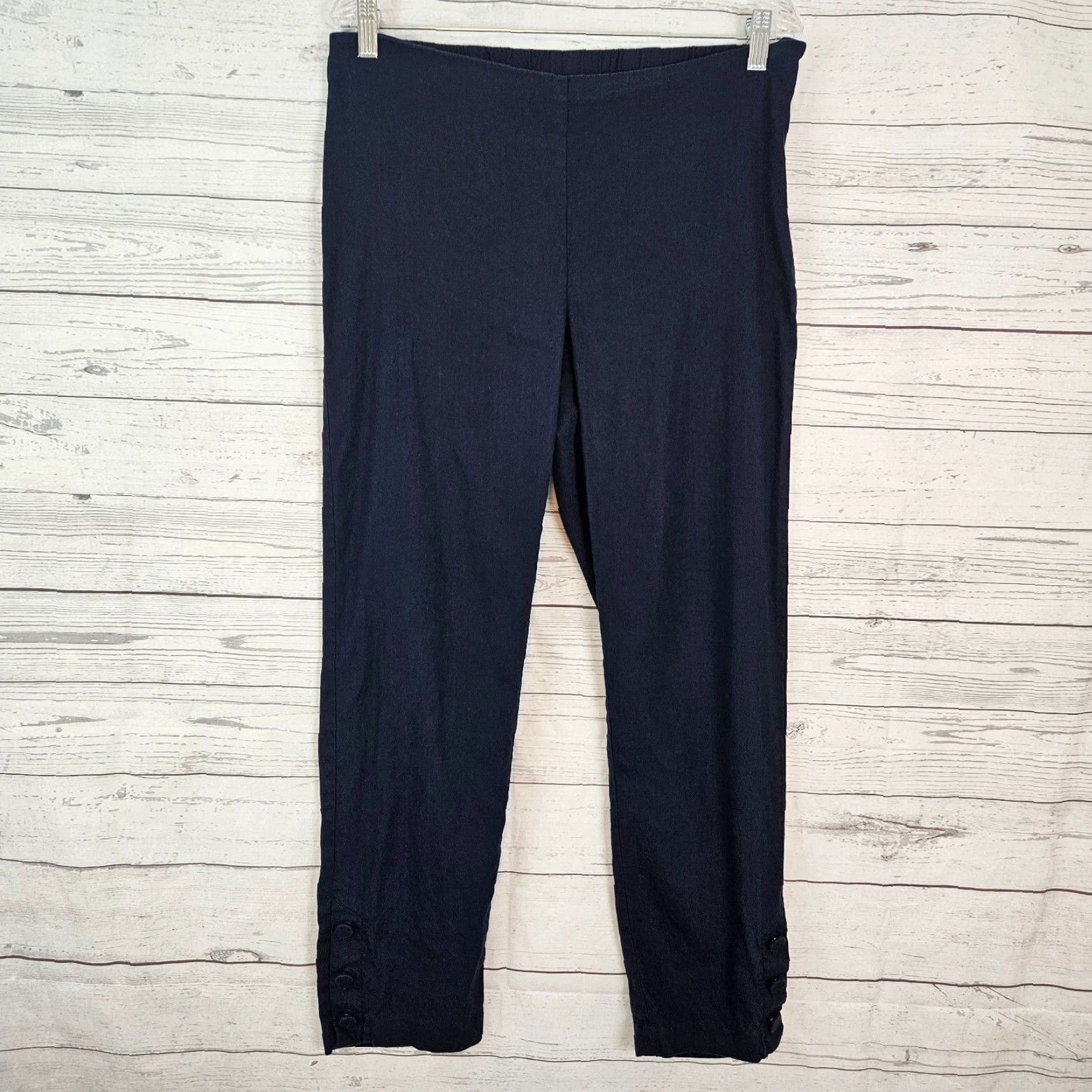 J. Jill VINTAGE J Jill Womens Linen Stretch Crop Pants Sz M Tall Blue Side Zip Mid Rise Size 32" / US 10 / IT 46 - 2 Thumbnail