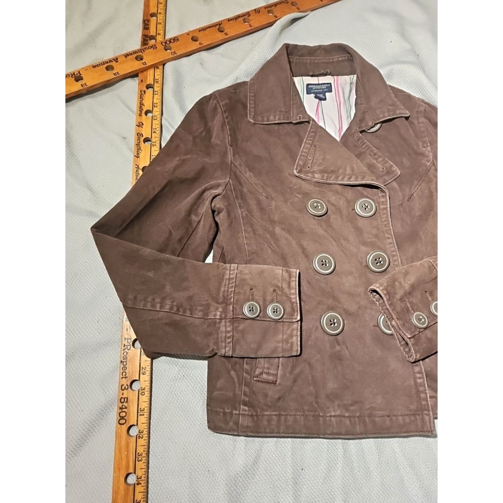 American Eagle Outfitters VINTAGE American Eagle Outfitters Jacket Womens Medium Brown Brushed Cotton Overcoat Pea Coat 90s Preppy Hip Hop City Casual Womens Size L / US 10 / IT 46 - 6 Thumbnail