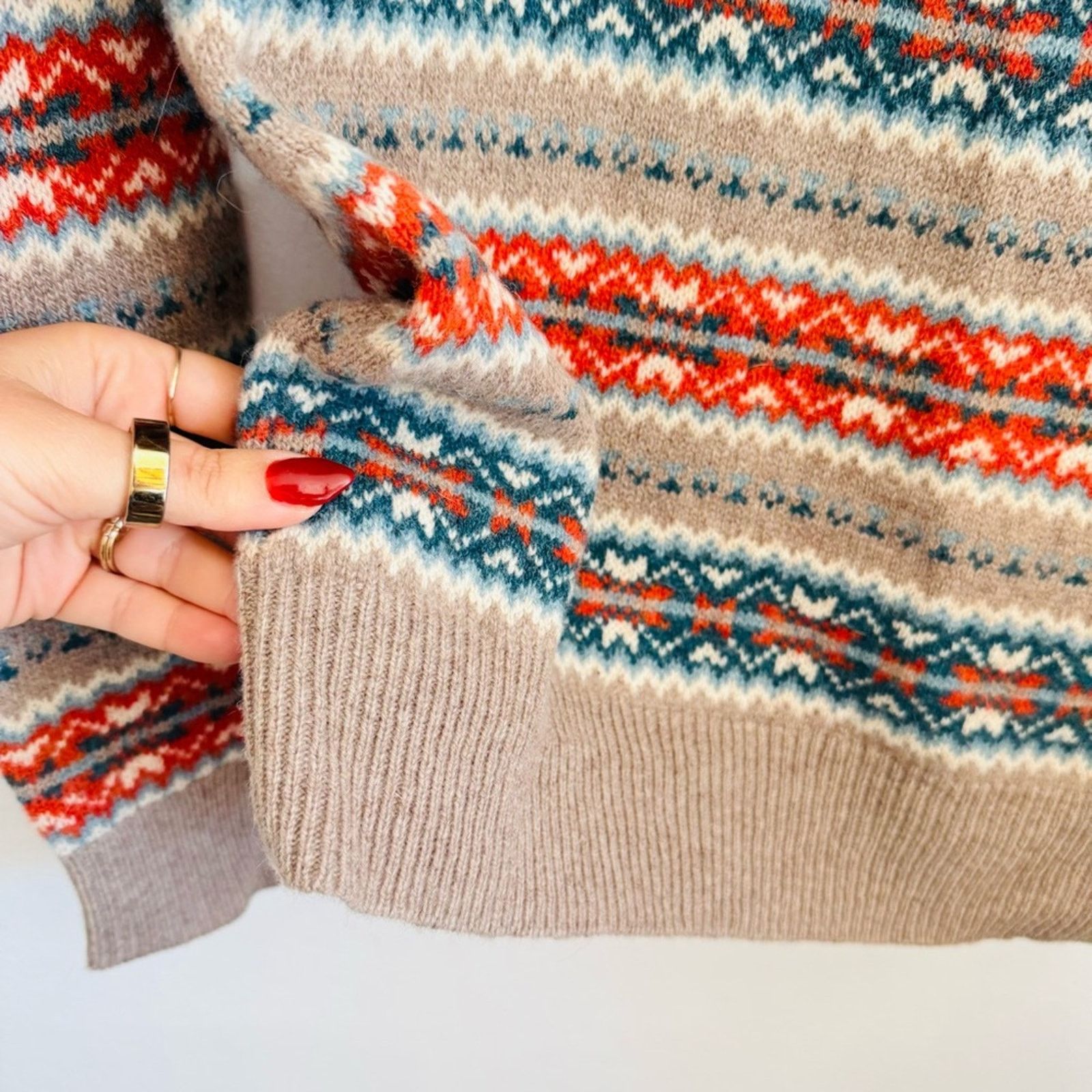 J.Crew J CREW Beige Tan Fair Isle Knit Stripe $228 Pullover Sweater Size S / US 4 / IT 40 - 15 Thumbnail