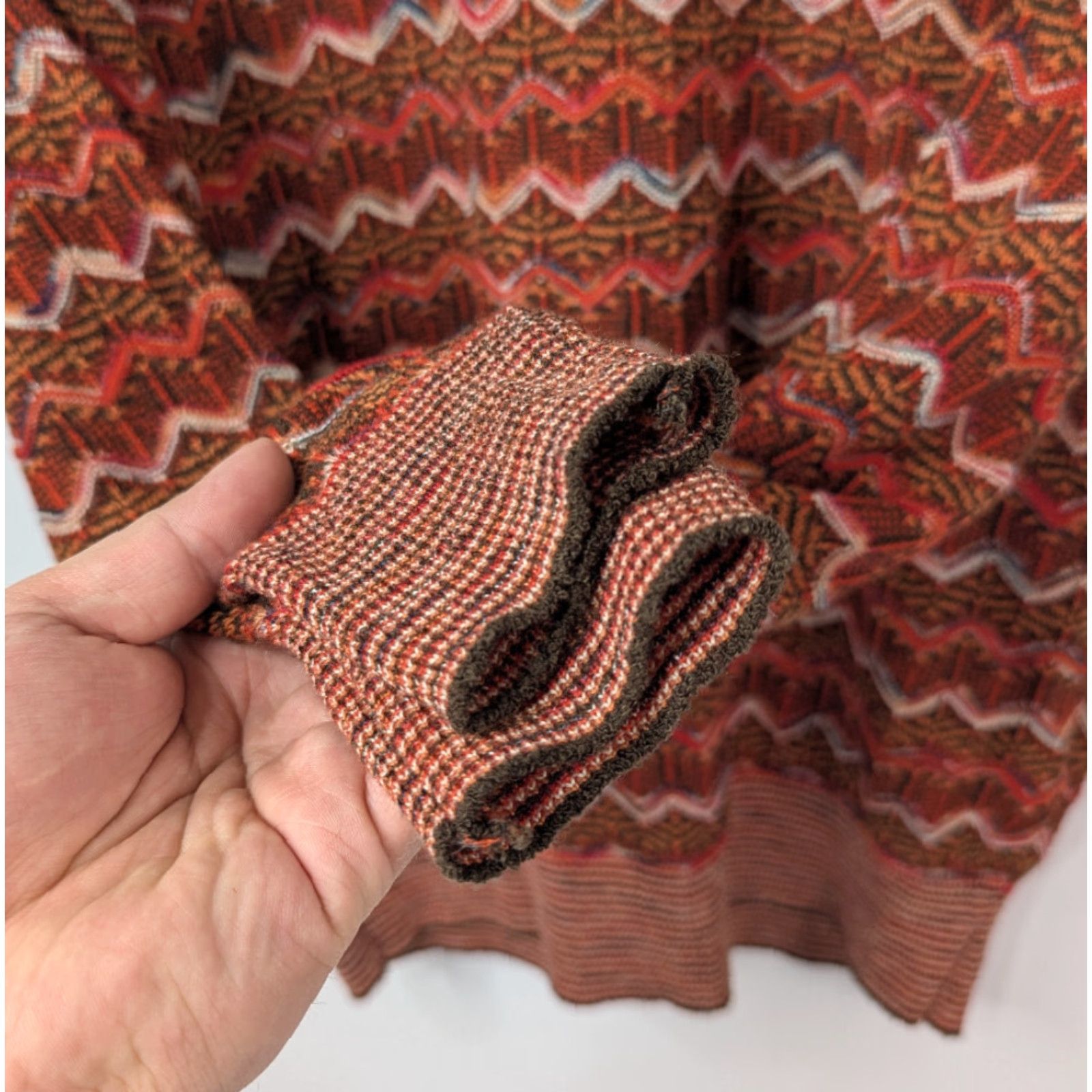 Vintage Angelo Garbasus Polo Long Sleeve Sweater Men’s 4 Collar Pullover Textured Wool Rust Geometric Knit Long Sleeve Wool Polo Sweater Mens 4 Size US S / EU 44-46 / 1 - 3 Thumbnail