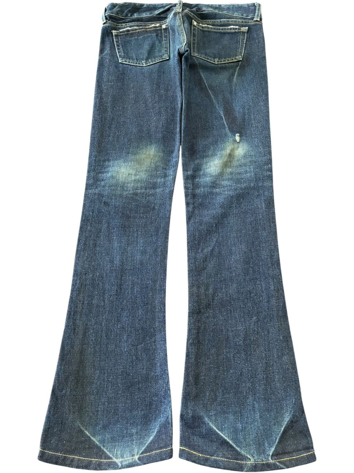 SLY Vintage Japanese Brand Mud Wash Distress Flare Jeans Size 30" / US 8 / IT 44 - 2 Thumbnail